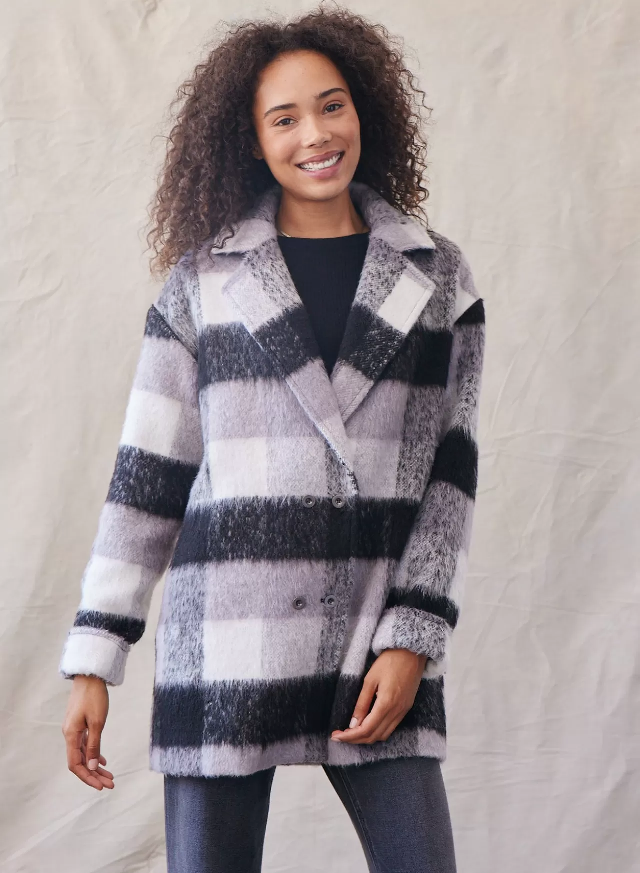 Bella Dahl Sweaters & Jackets^Black & Whitecoat Buffalo Check