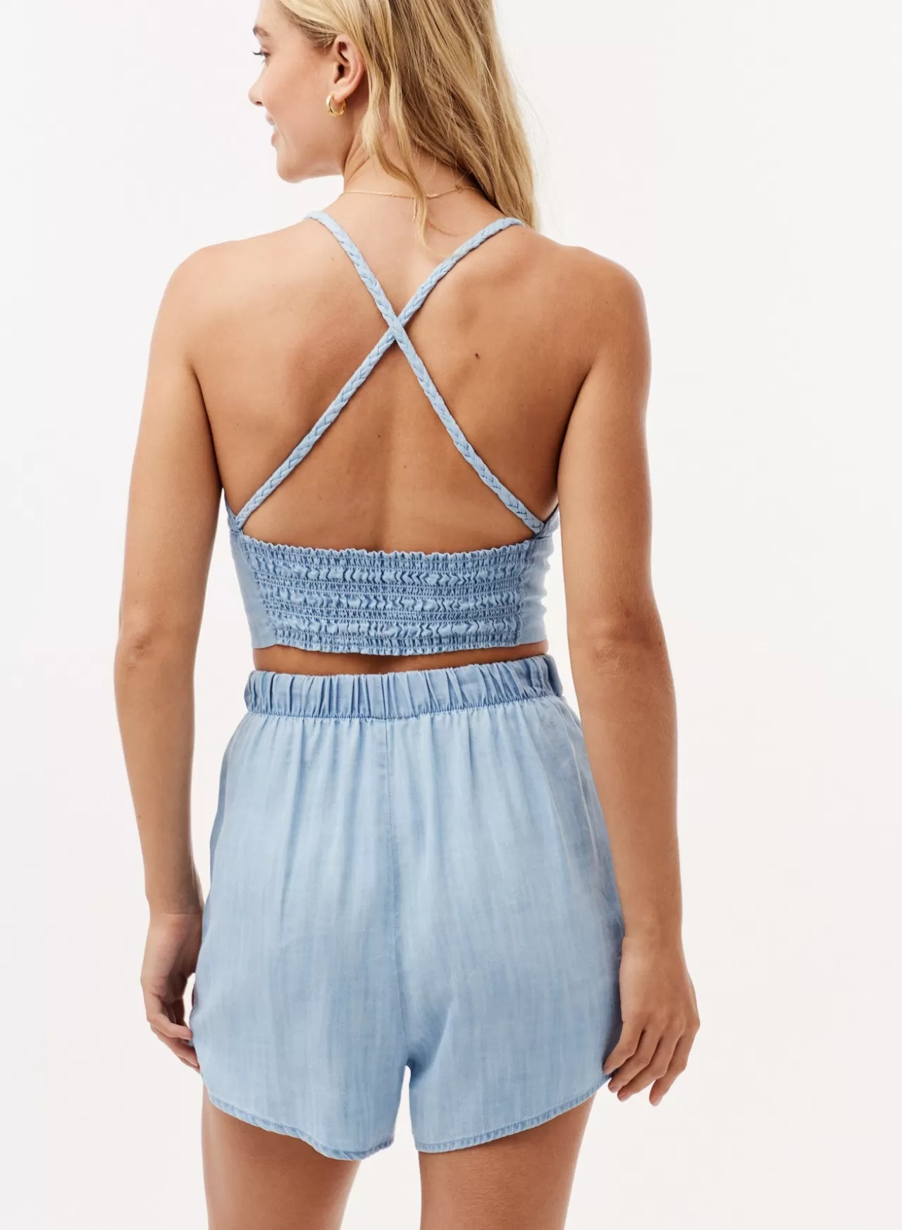 Bella Dahl Shorts^Braided Waistband Short - Light Indigo Wash