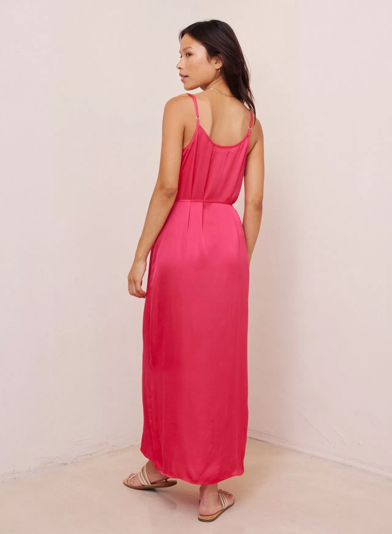 Bella Dahl Maxi Dresses^Cowl Neck Satin Maxi Dress - Havana Pink