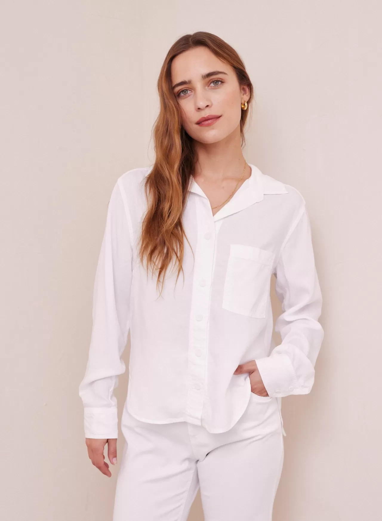 Bella Dahl Button Down^Dart Front Pocket Button Down - White