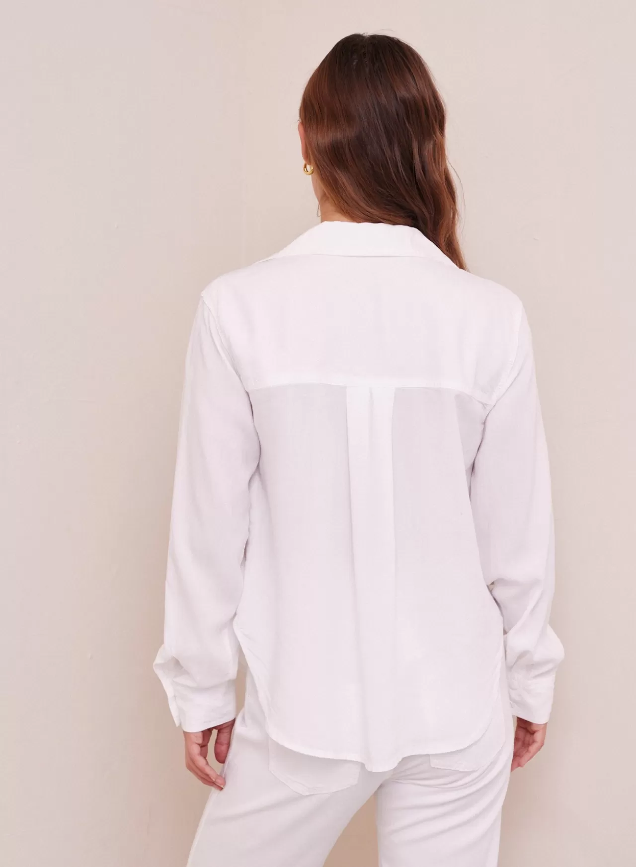 Bella Dahl Button Down^Dart Front Pocket Button Down - White