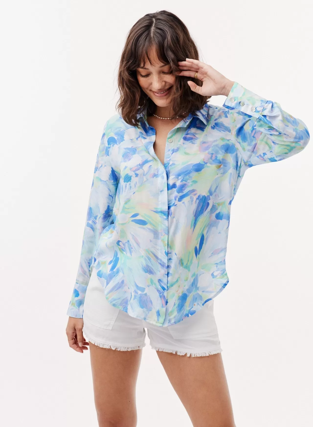 Bella Dahl Button Down^Floral Button Down - Aqua Bloom Print