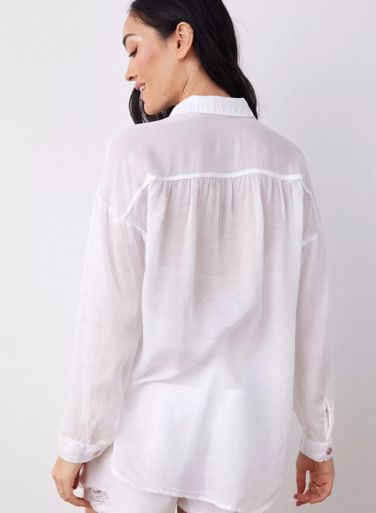 Bella Dahl Long Sleeve^Flowy Beach Shirt - White