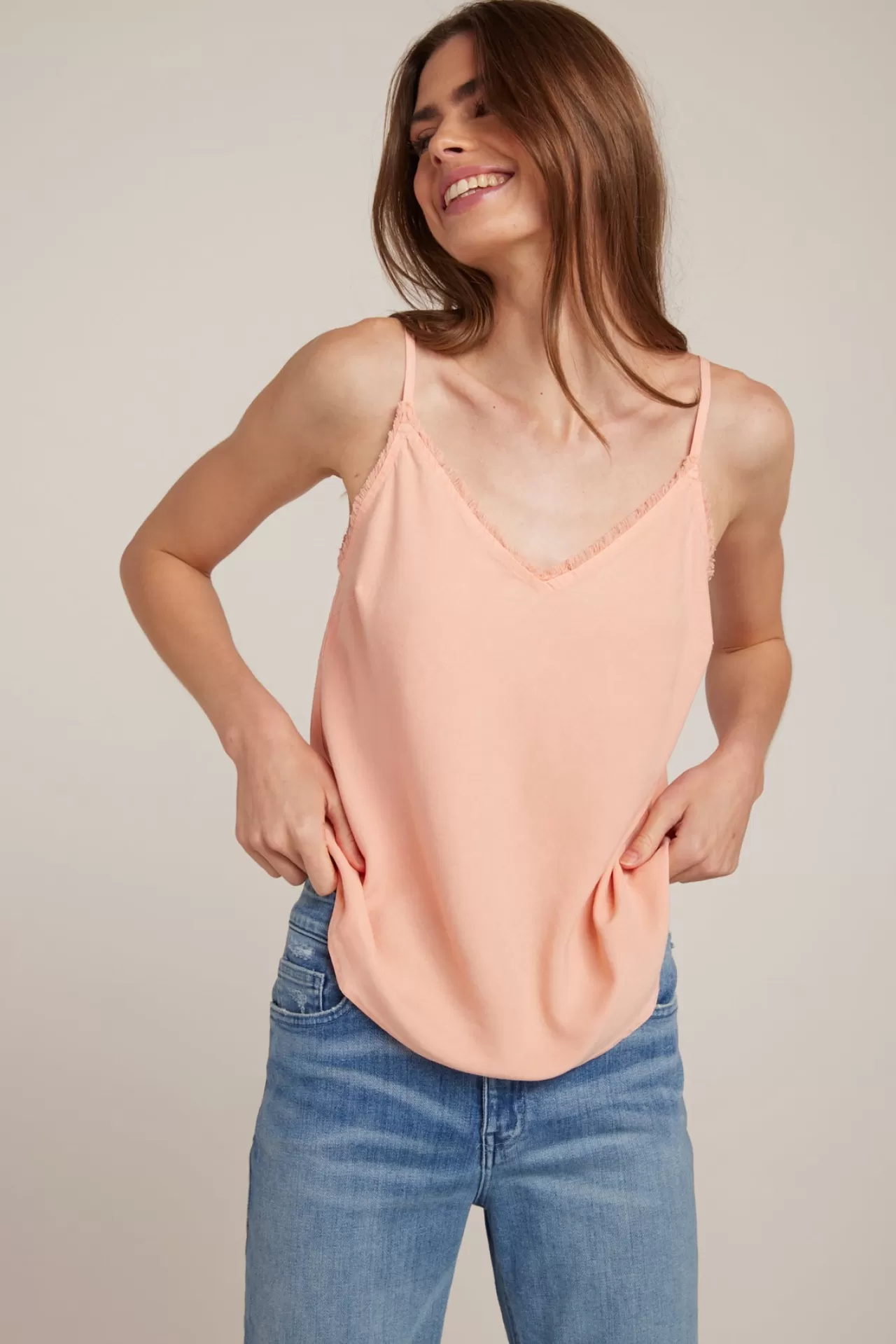 Bella Dahl Sleeveless^Frayed Tencel Cami - Sunset Coral