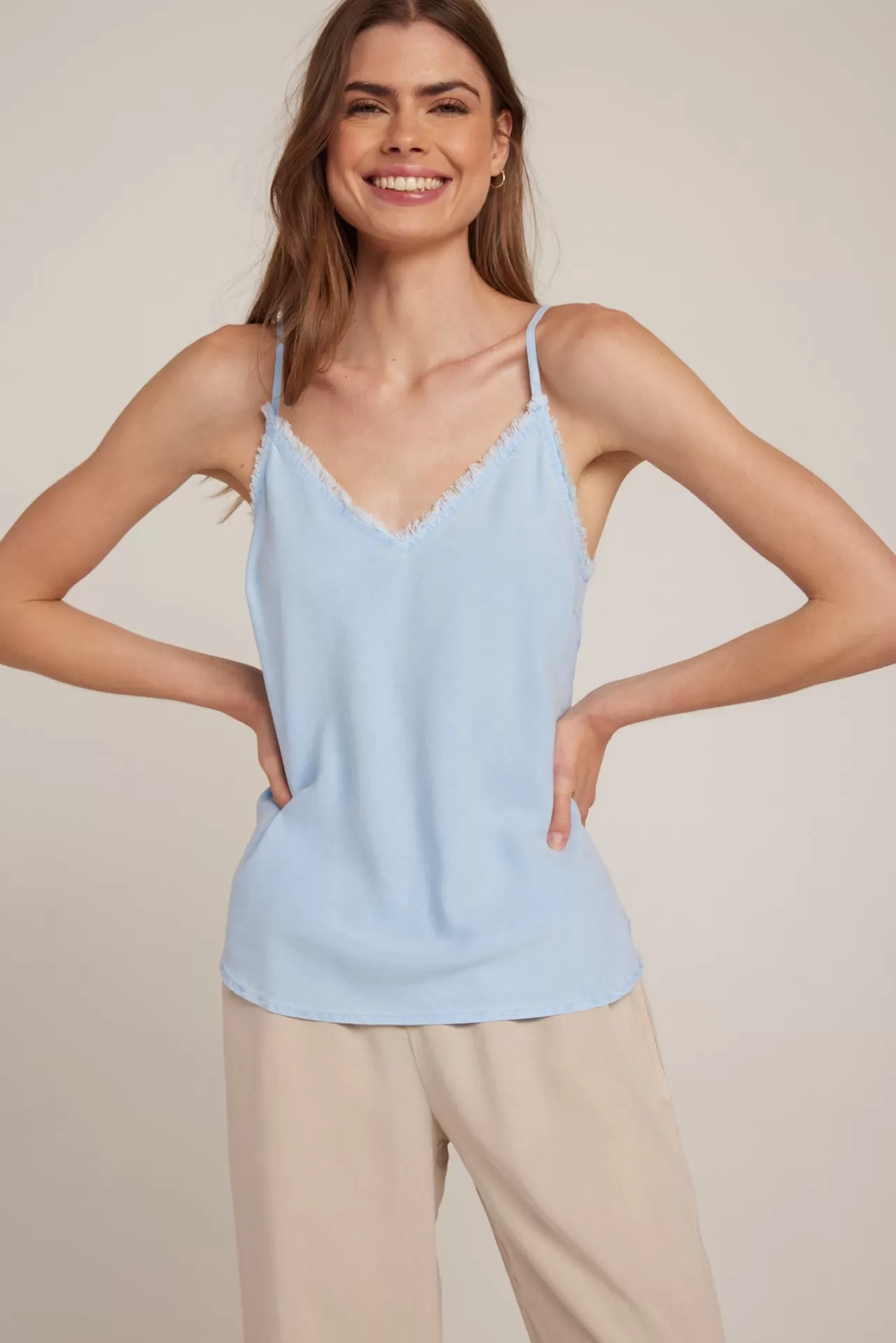 Bella Dahl Sleeveless^Frayed Tencel Cami - Blue Oasis