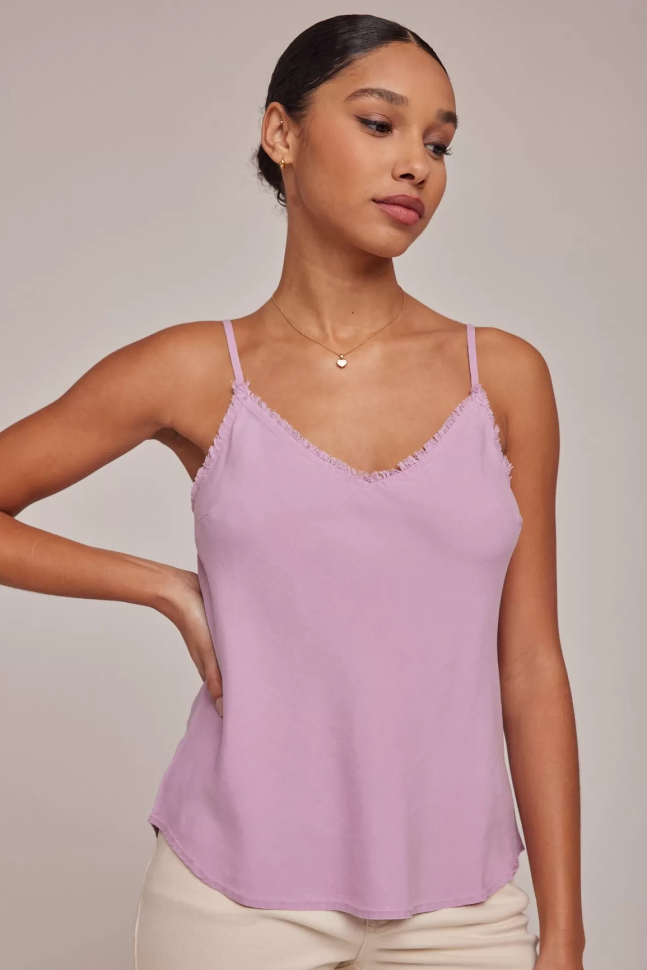 Bella Dahl Sleeveless^Frayed Tencel Cami - Orchid Blush