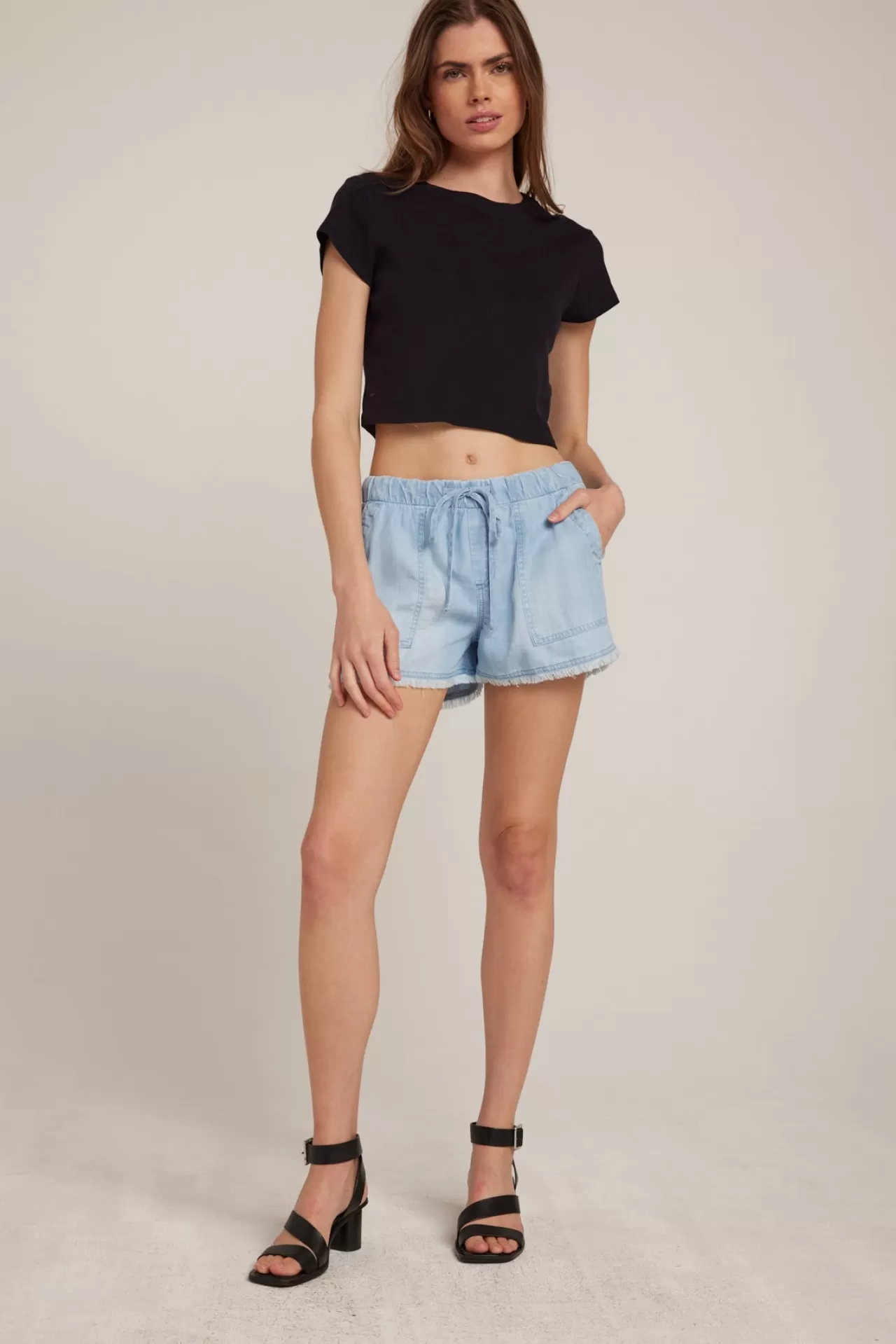 Bella Dahl Shorts^Frayed Tencel Pocket Short - Salt Spray Wash