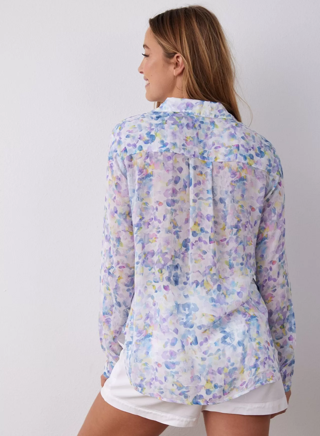 Bella Dahl Button Down^Full Button Down Hipster Shirt - Orchid Floral Print