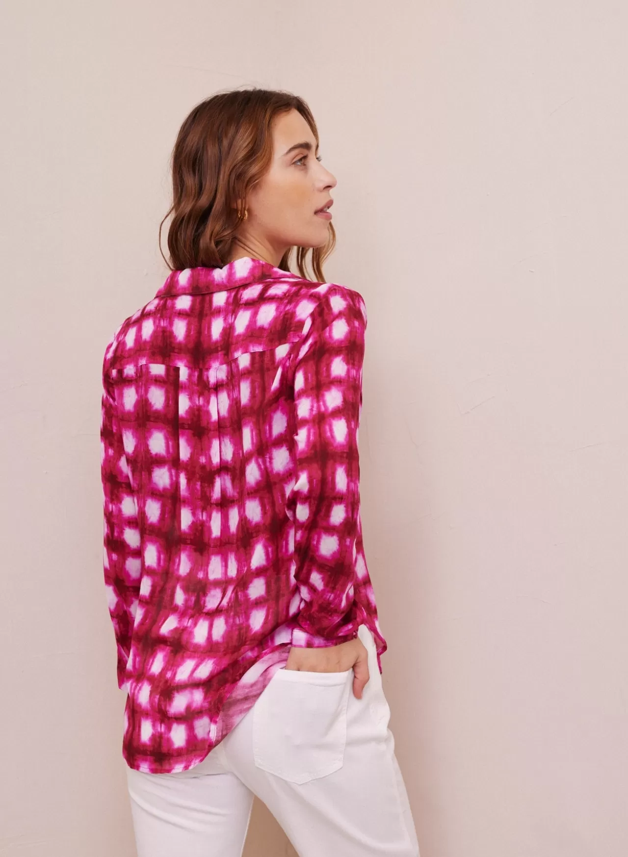 Bella Dahl Button Down^Full Button Down Hipster Shirt - Rosado Shibori Print