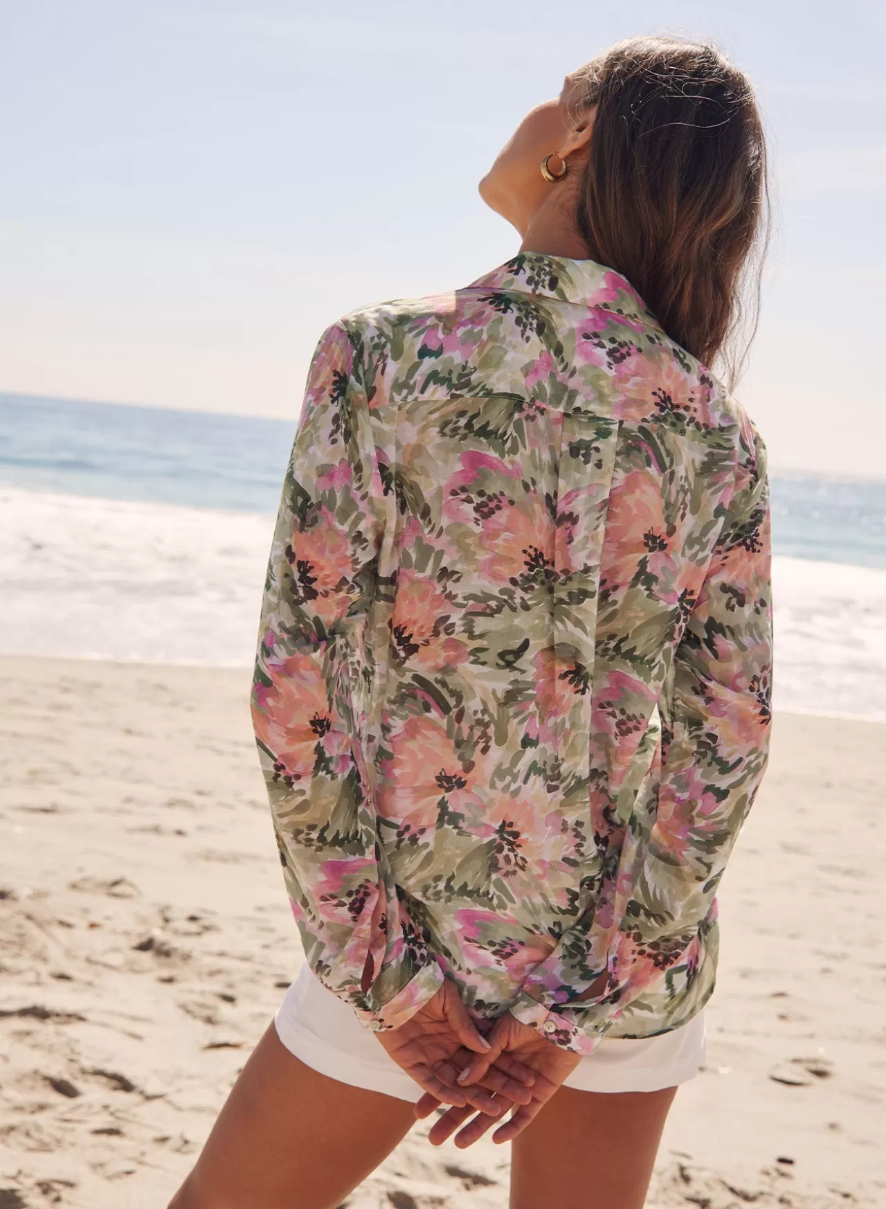 Bella Dahl Button Down^Full Button Down Hipster Shirt - Oasis Floral Print