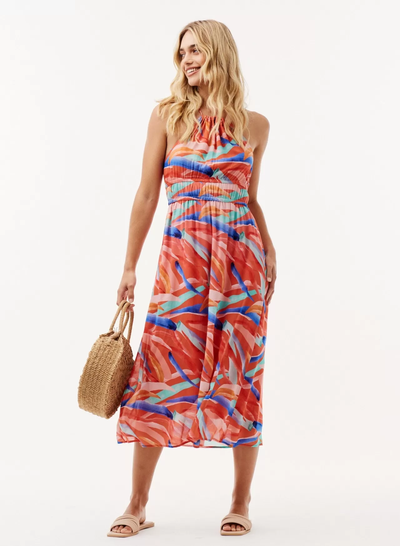 Bella Dahl Midi Dresses^Halter Elastic Waist Midi Dress - Paradiso Print