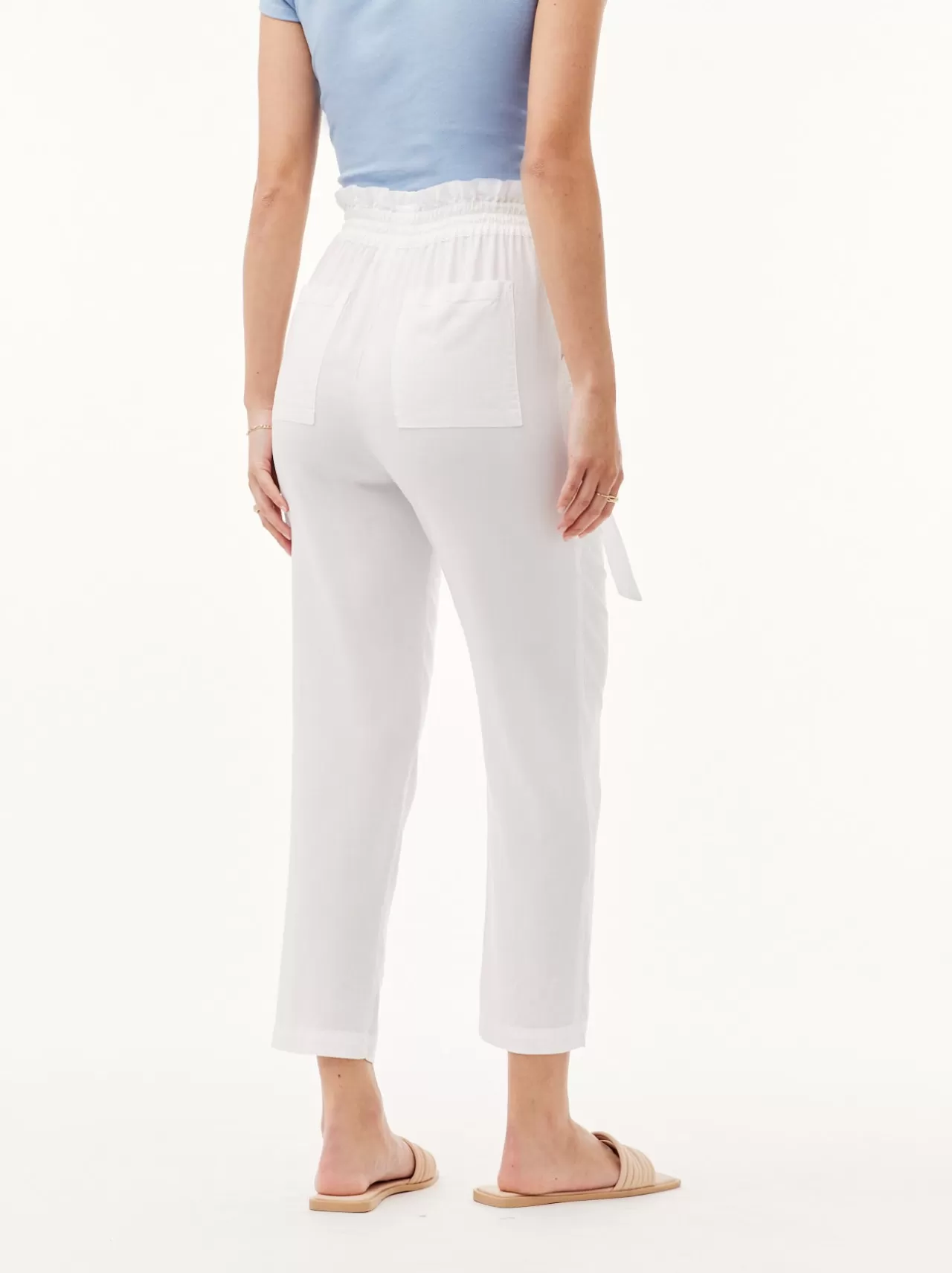 Bella Dahl Pants^High Waisted Seam Pants W/ Sash - White