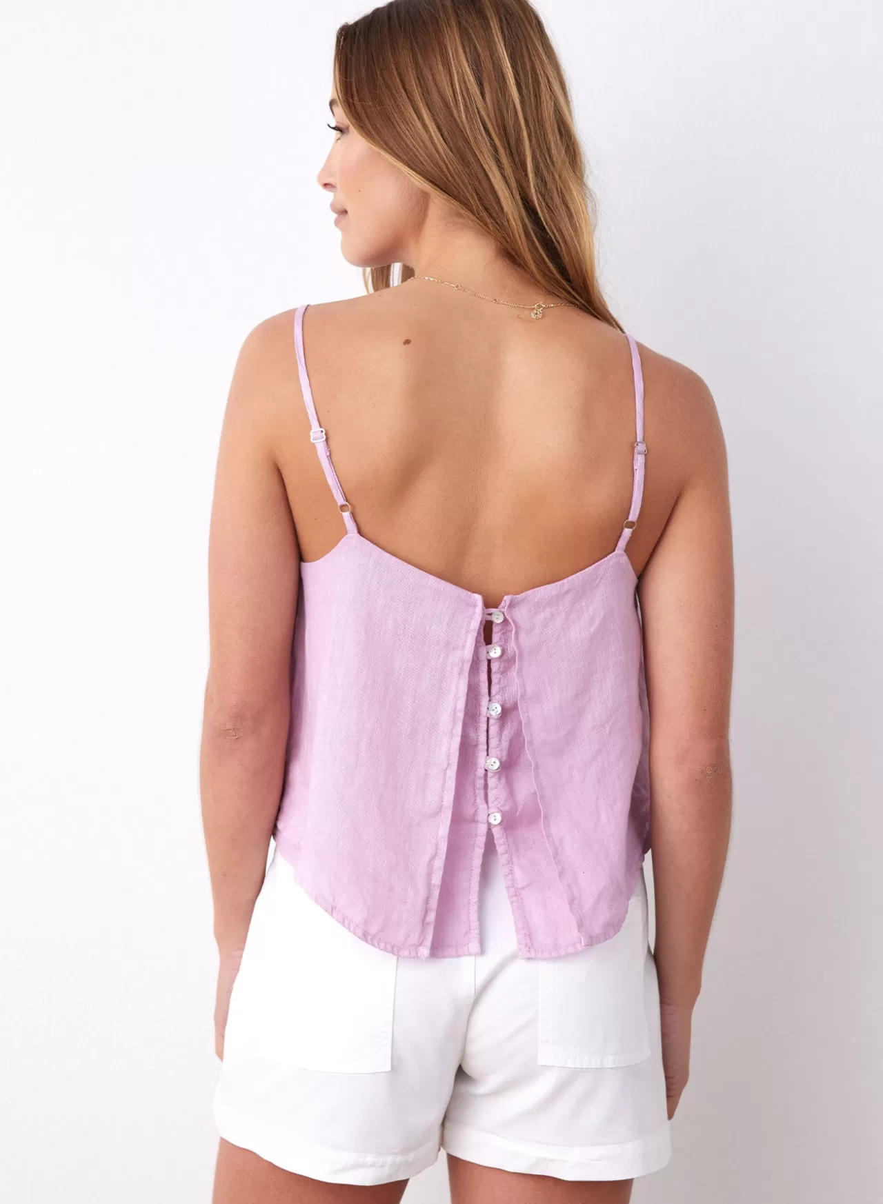 Bella Dahl Sleeveless^Linen Button Back Cami - Pale Orchid