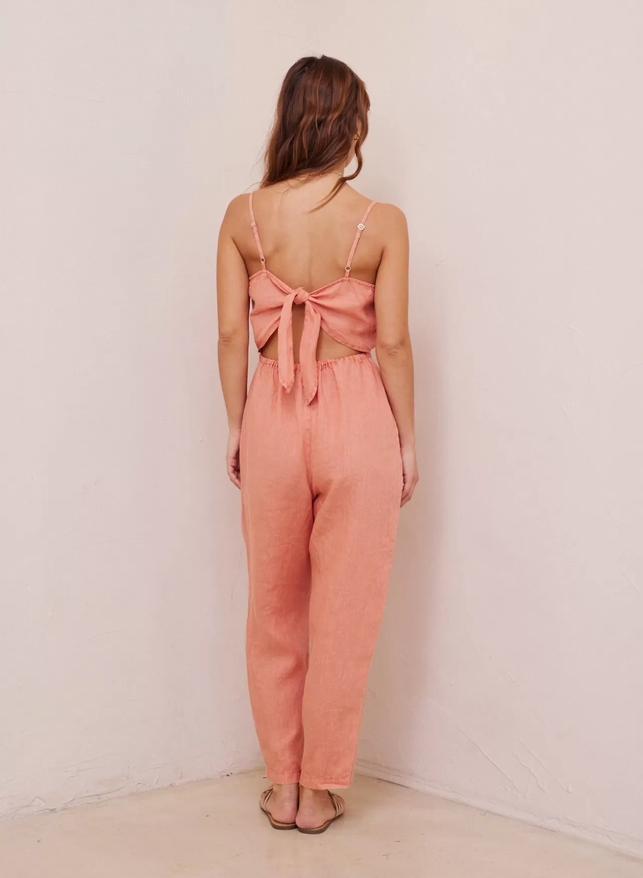 Bella Dahl Jumpsuits & Rompers^Linen Tie Back Jumpsuit - Coral Clay