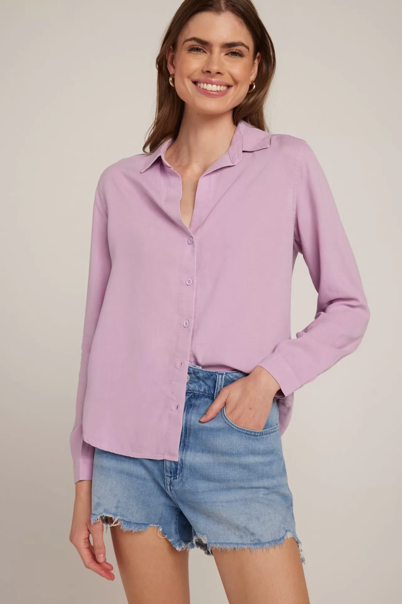 Bella Dahl Button Down^Long Sleeve Classic Button Down - Orchid Blush