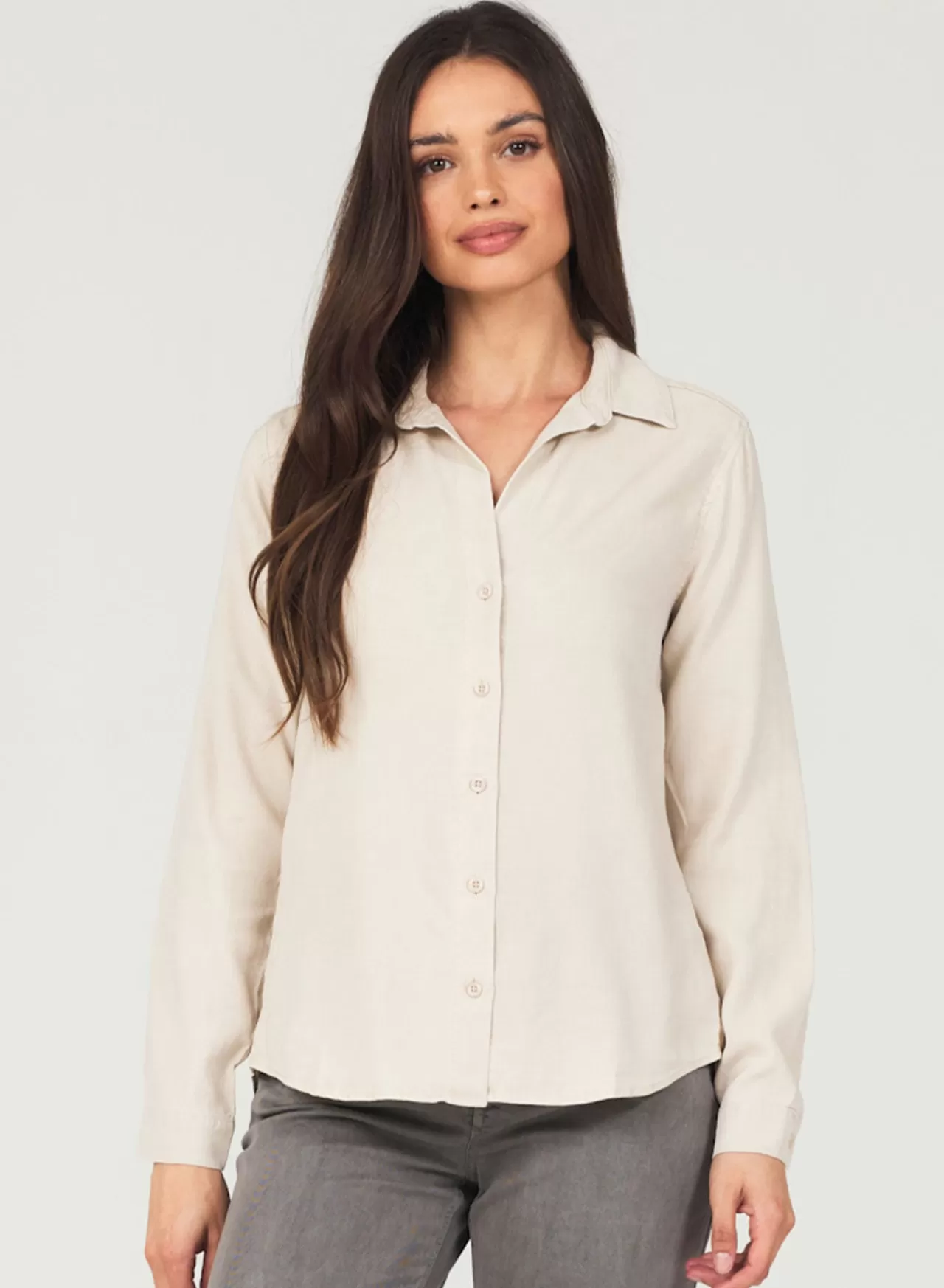 Bella Dahl Button Down^Long Sleeve Classic Button Down - Soft Tan