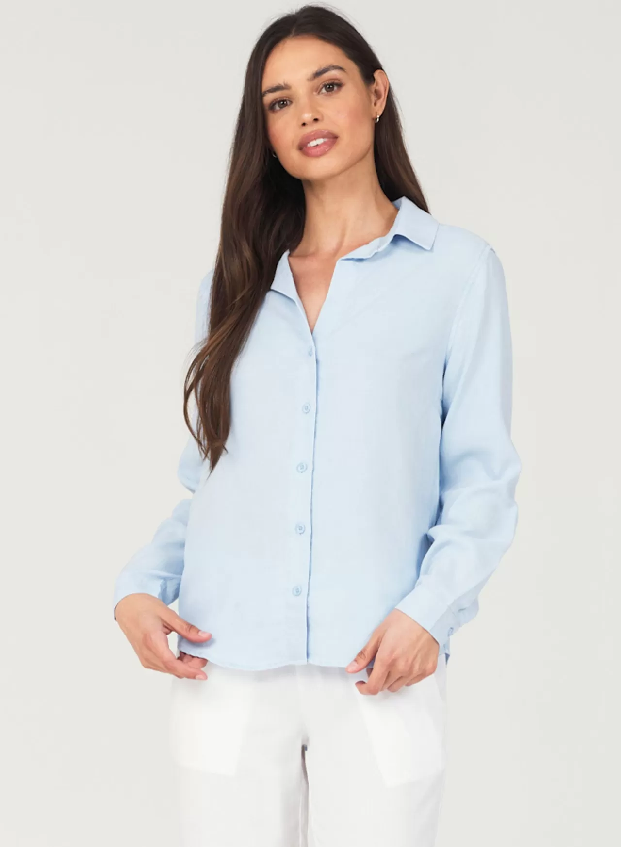 Bella Dahl Button Down^Long Sleeve Classic Button Down - Blue Oasis