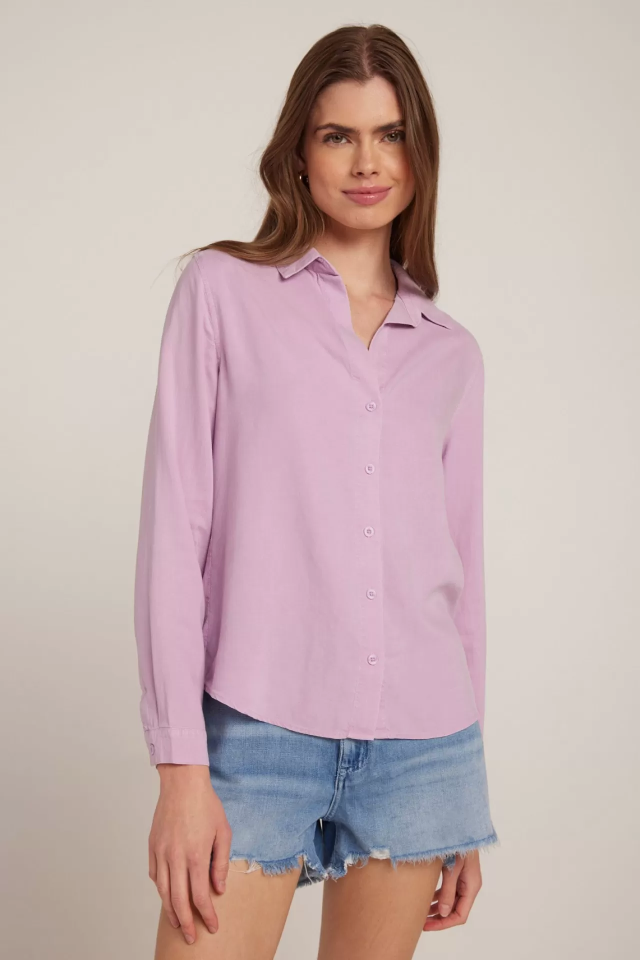 Bella Dahl Button Down^Long Sleeve Classic Button Down - Orchid Blush