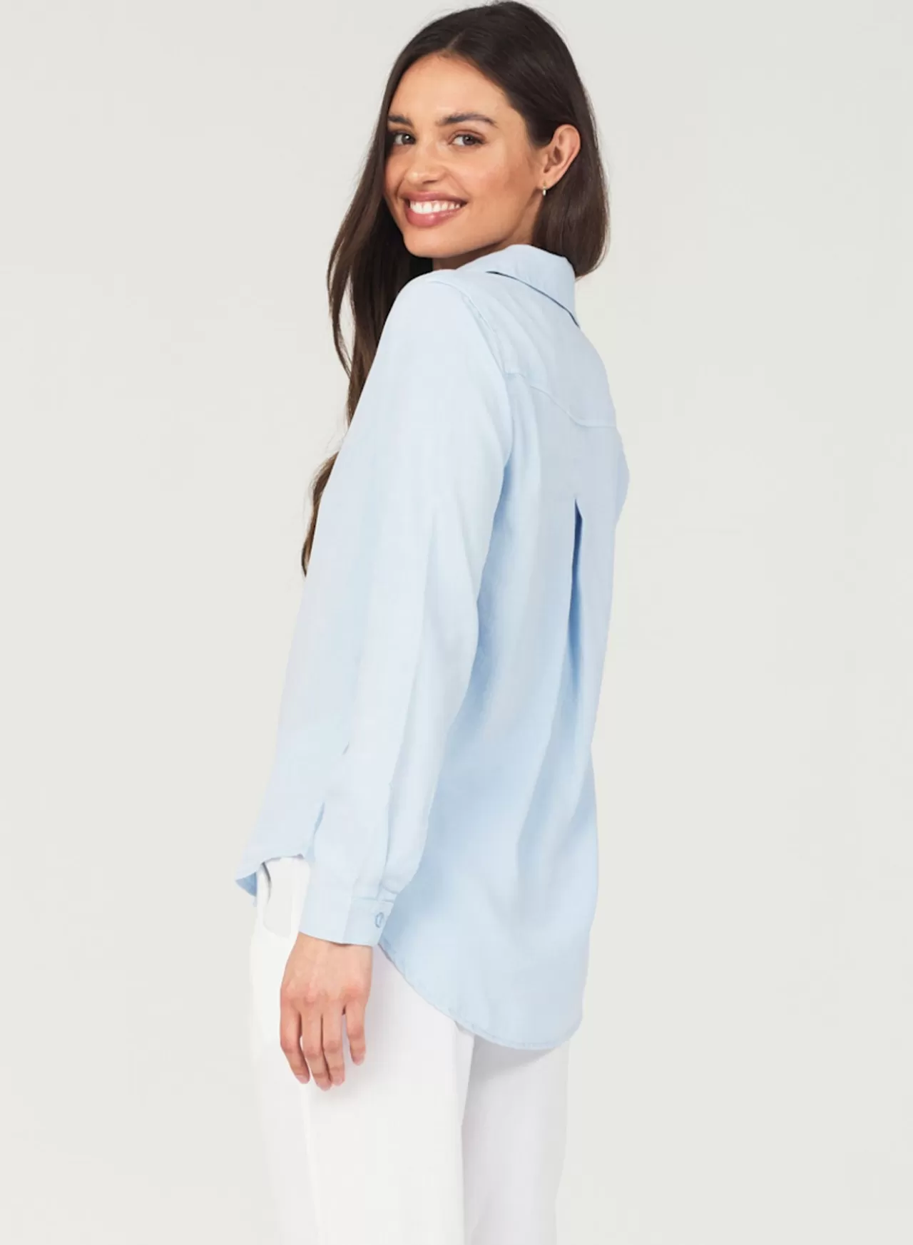 Bella Dahl Button Down^Long Sleeve Classic Button Down - Blue Oasis