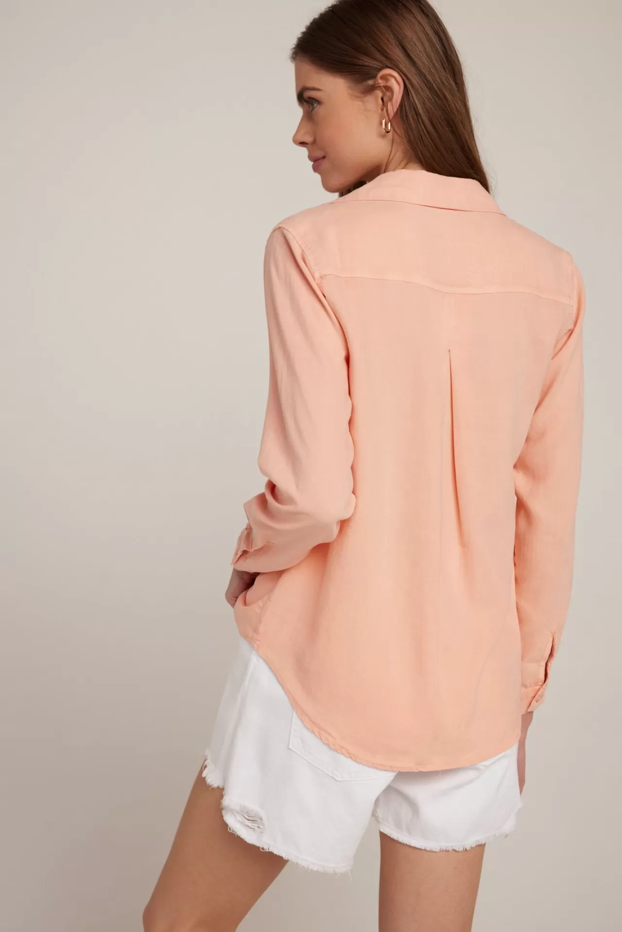 Bella Dahl Button Down^Long Sleeve Classic Button Down - Sunset Coral