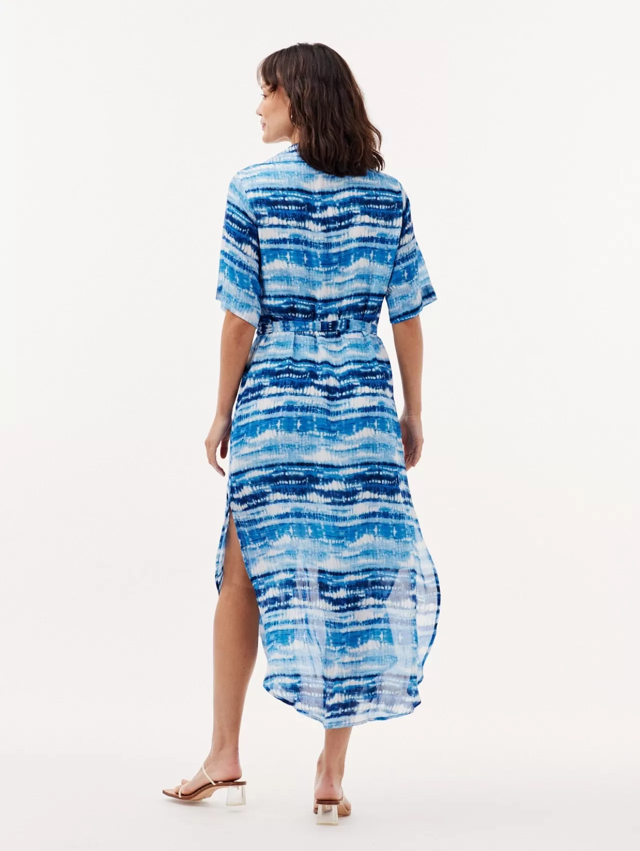 Bella Dahl Maxi Dresses^Maxi Tie Dye Print Shirt Dress - Blue Shibori Print