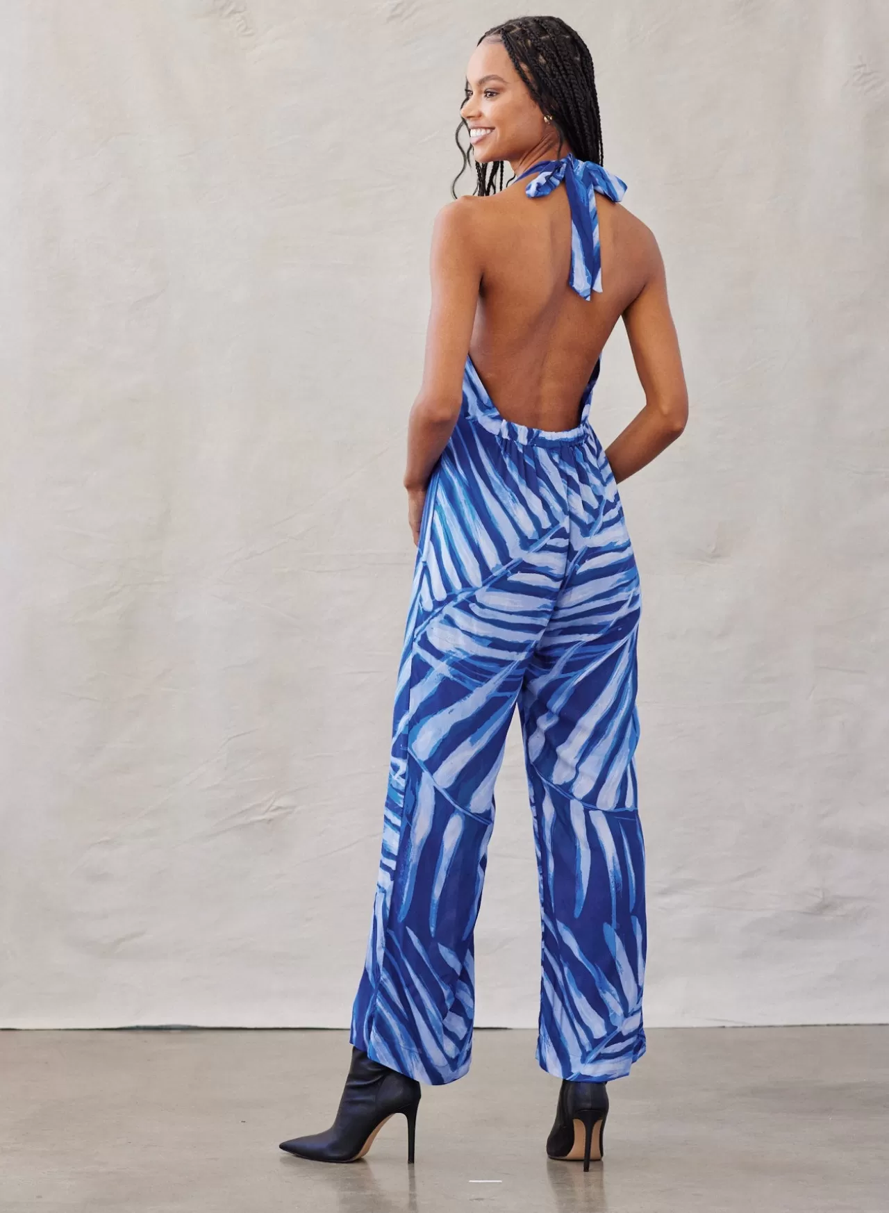 Bella Dahl Jumpsuits & Rompers^Open Back Halter Jumpsuit - Bayside Palm Print