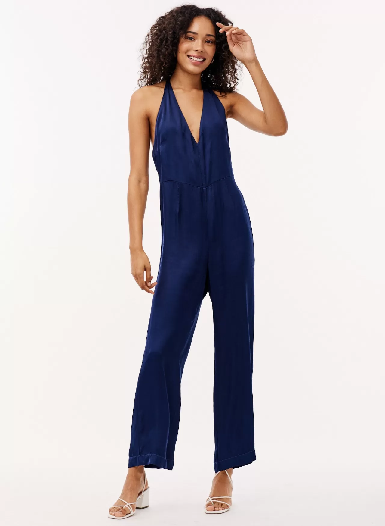 Bella Dahl Jumpsuits & Rompers^Open Back Satin Halter Jumpsuit - Midnight Royal