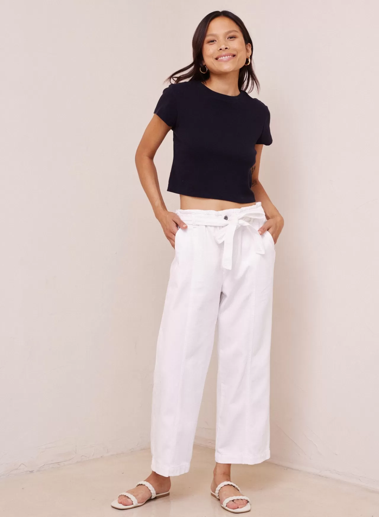 Bella Dahl Pants^Paige Wide Leg Seamed Crop Pants - White