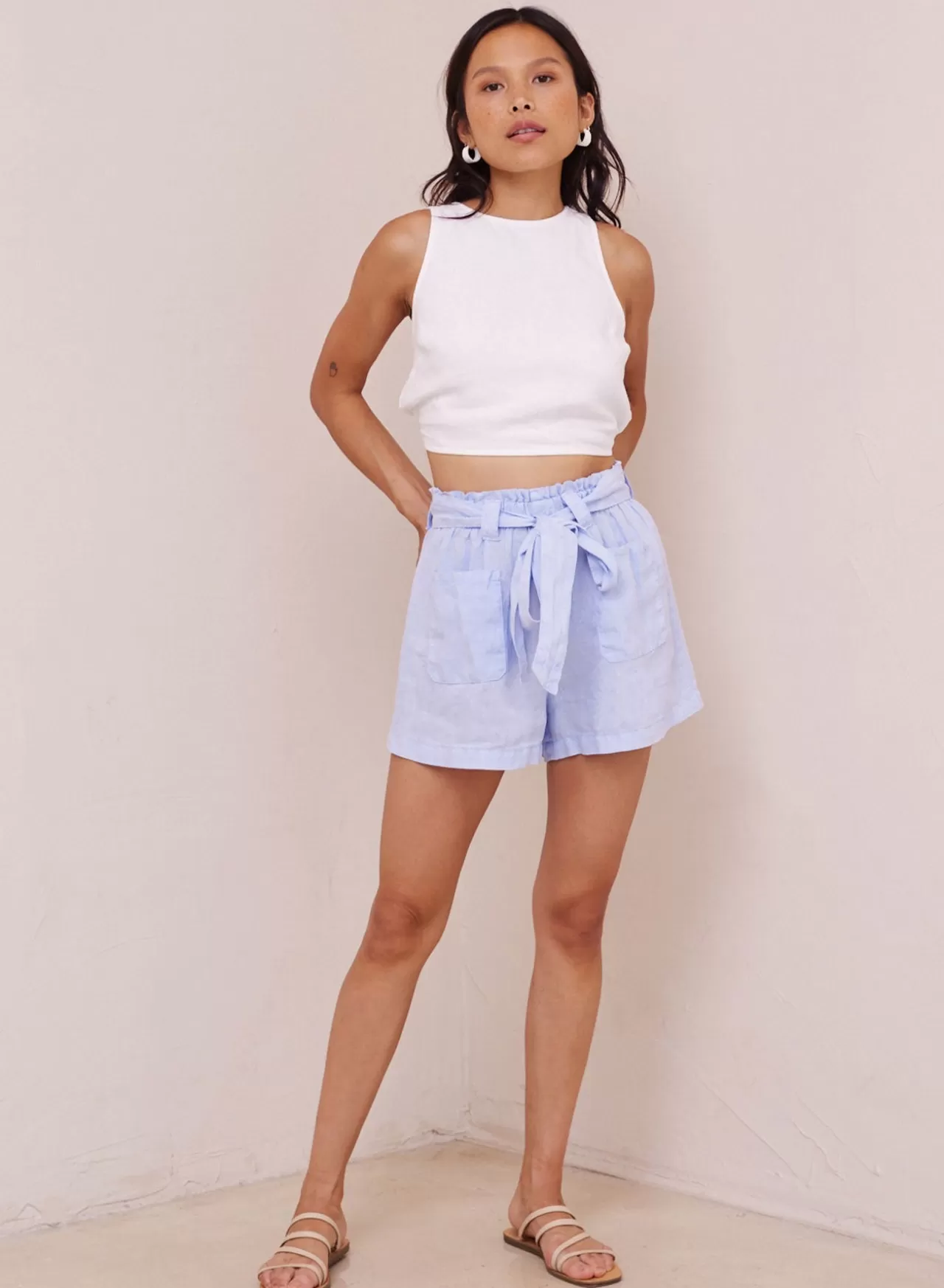 Bella Dahl Shorts^Patch Pocket Linen Short - Perennial Blue