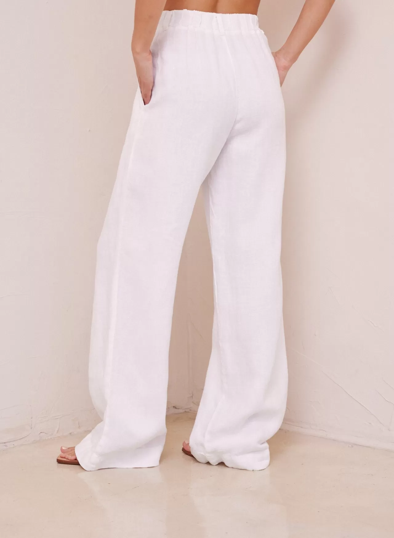 Bella Dahl Pants^Pleated Wide Leg Linen Trouser - White