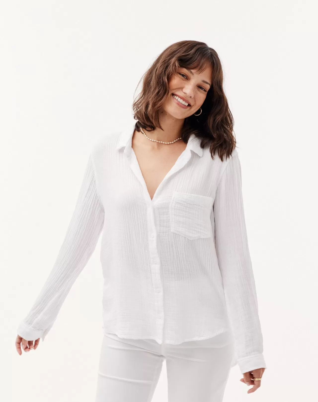 Bella Dahl Long Sleeve^Pocket Button Down - White