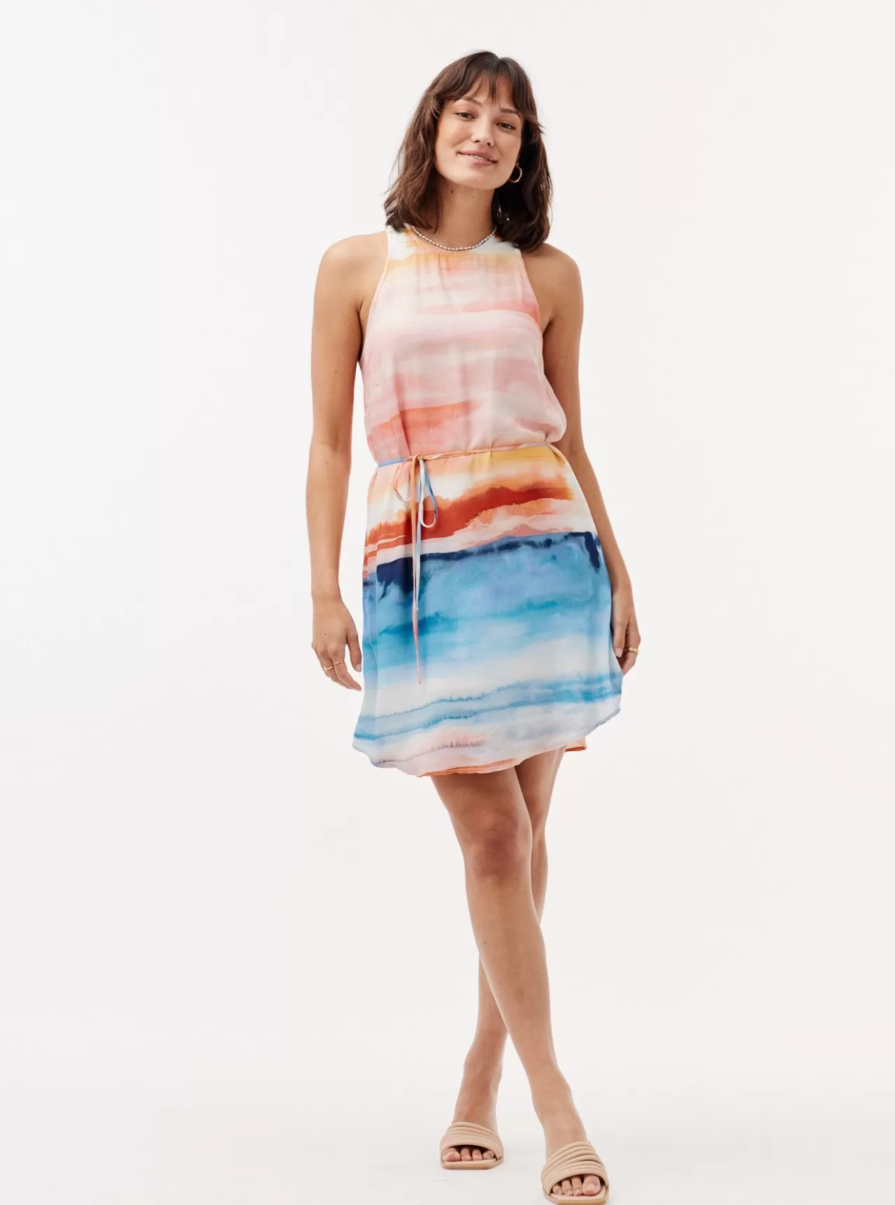 Bella Dahl Mini Dresses^Racerback Tie-Dye Mini Dress - Horizon Sunset Print