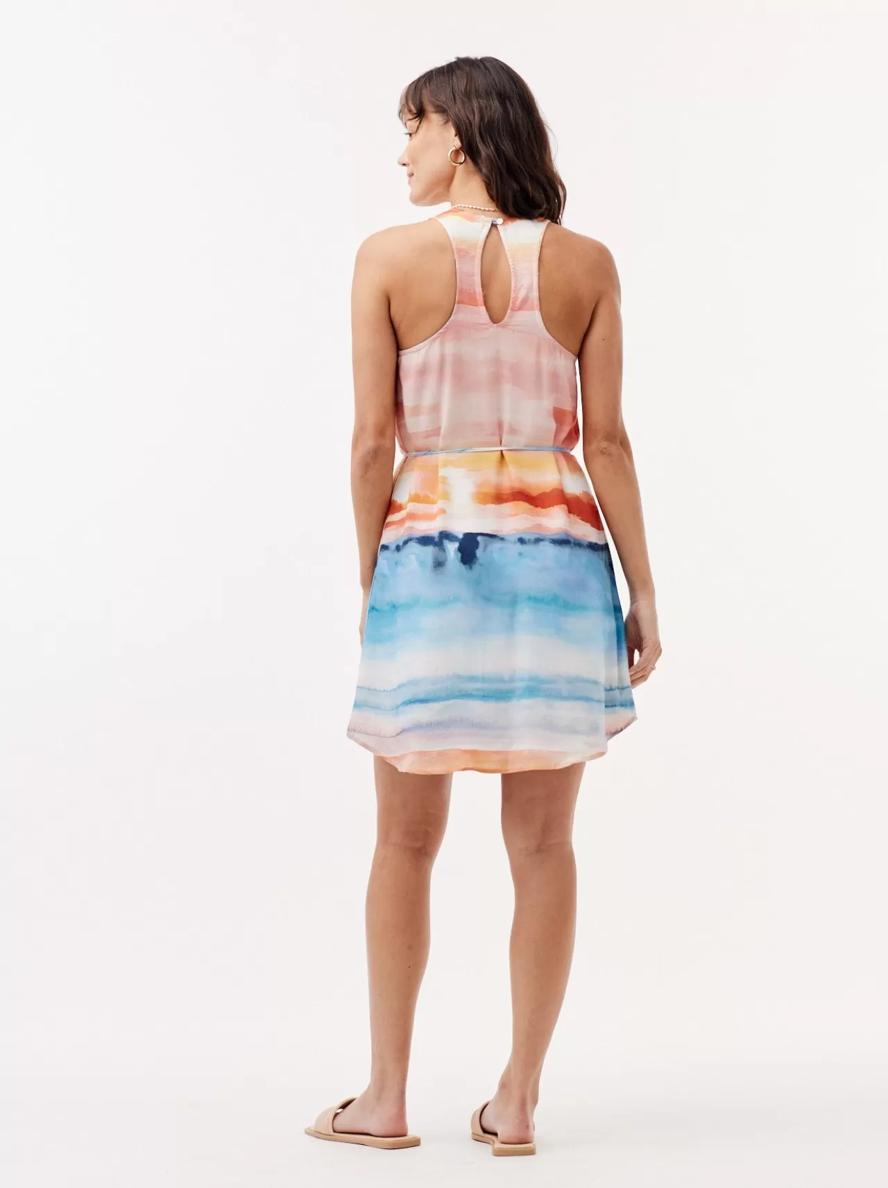 Bella Dahl Mini Dresses^Racerback Tie-Dye Mini Dress - Horizon Sunset Print