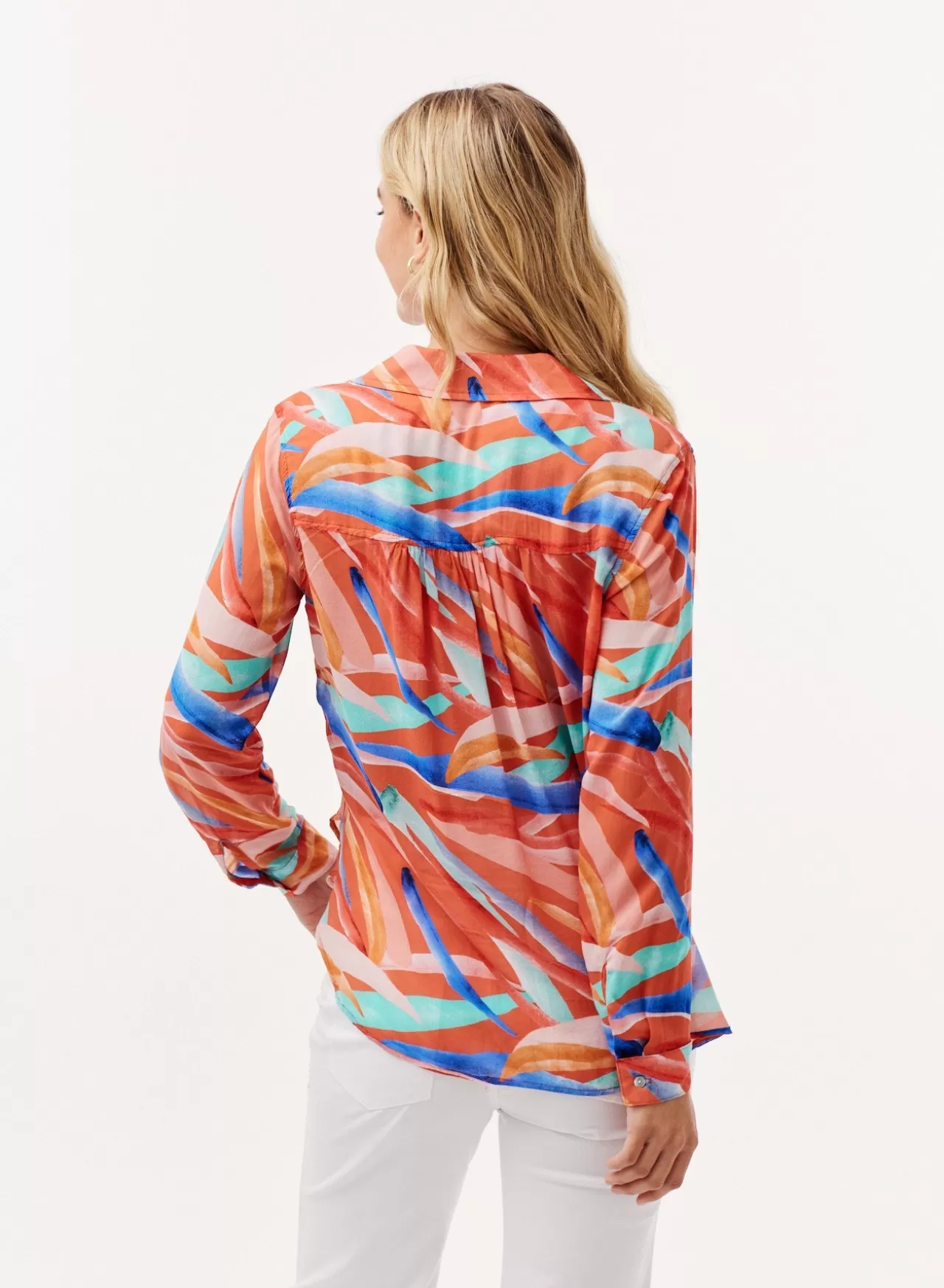 Bella Dahl Long Sleeve^Rounded Hem Button Down Shirt - Paradiso Print