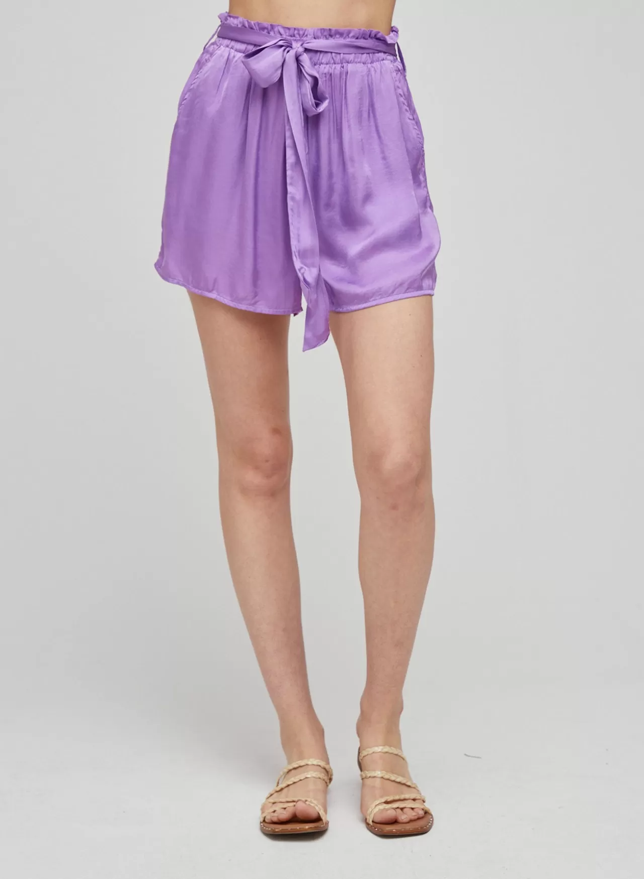 Bella Dahl Shorts^Ruffle Tie Waist Short - Bright Orchid