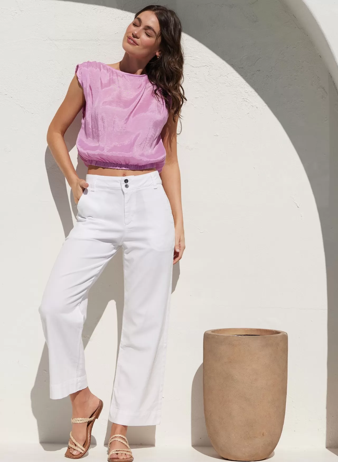 Bella Dahl Pants^Saige Wide Leg Crop - White