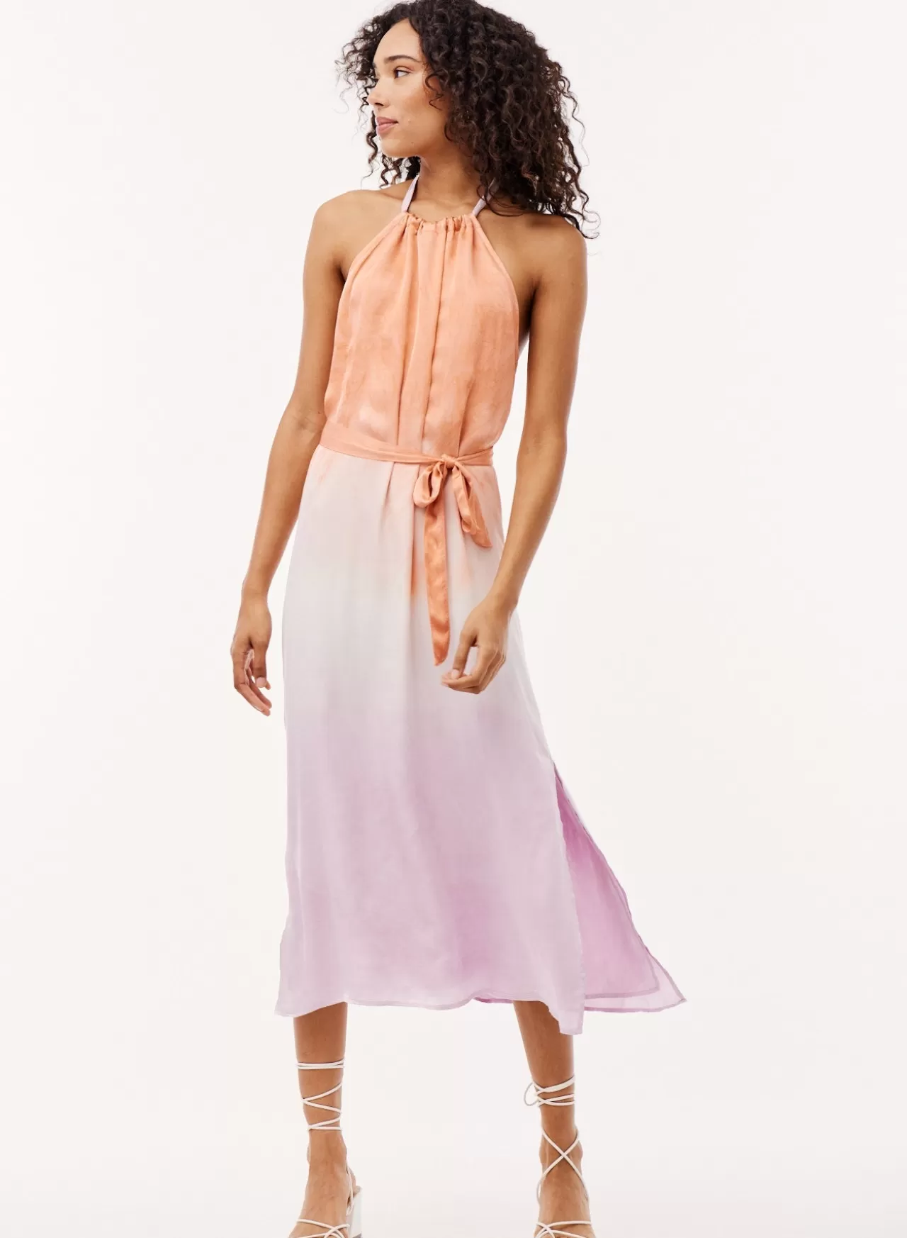 Bella Dahl Midi Dresses^Satin Open Back Halter Dress - Orchid Sunset Dye