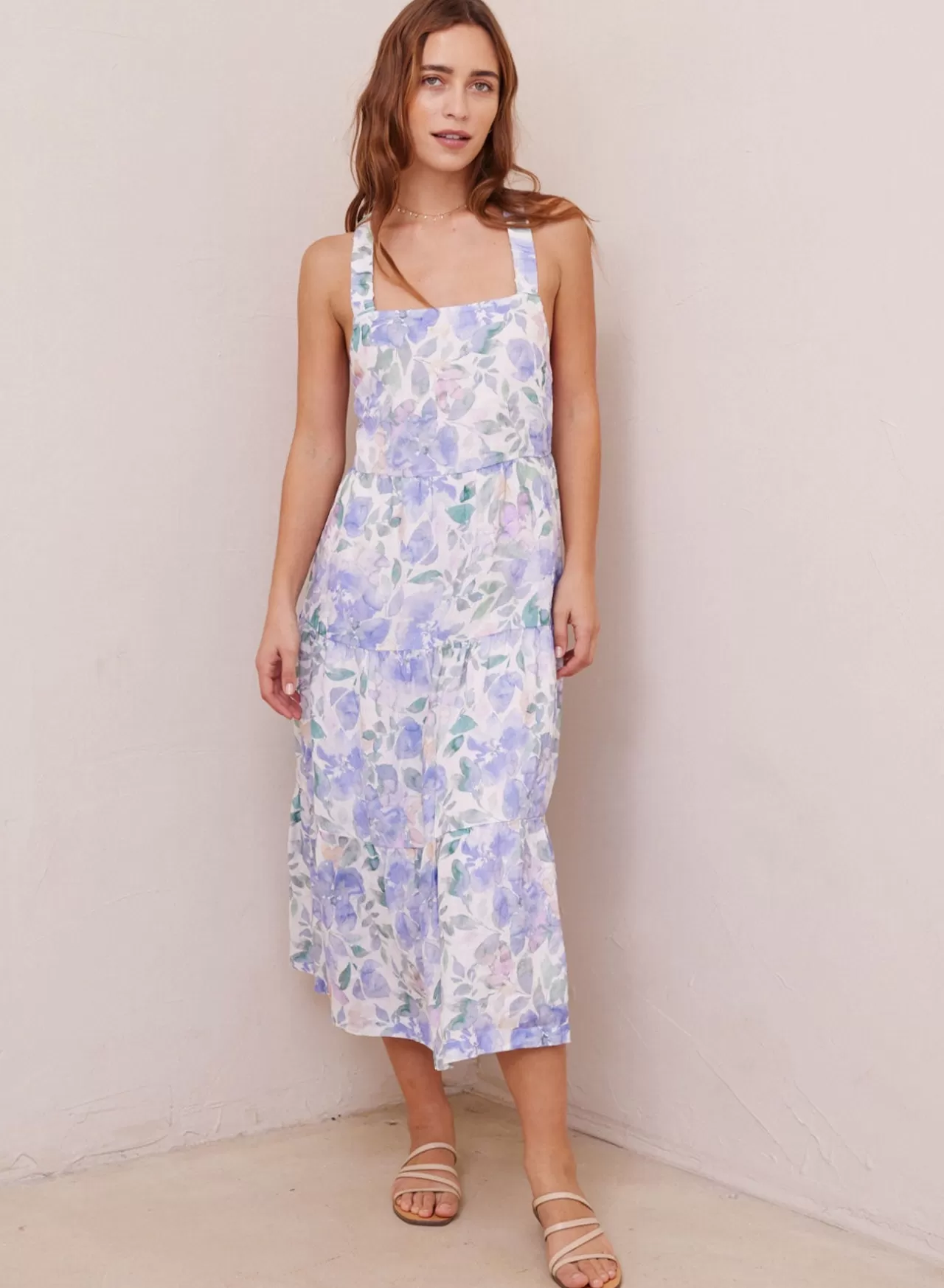 Bella Dahl Midi Dresses^Scrunch Strap Tiered Midi Dress - Peri Jardin Print