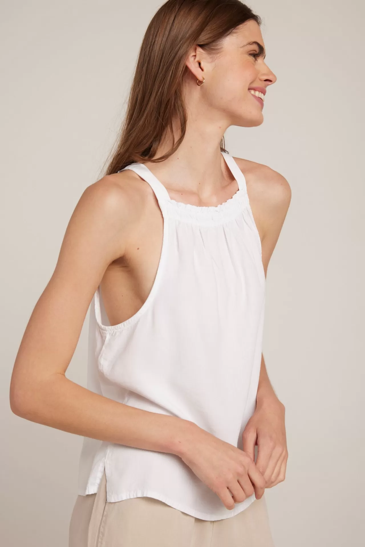 Bella Dahl Sleeveless^Shirred Sleeveless Halter Top - White