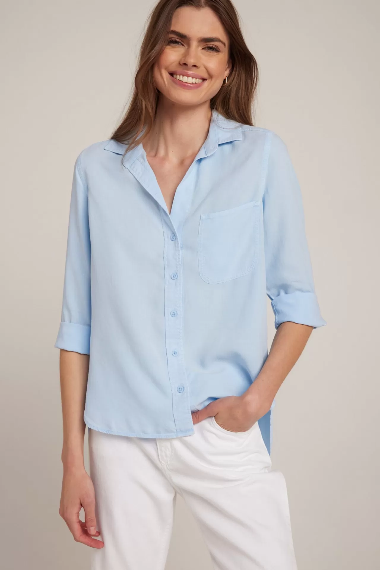 Bella Dahl Button Down^Shirt Tail Button Down - Blue Oasis