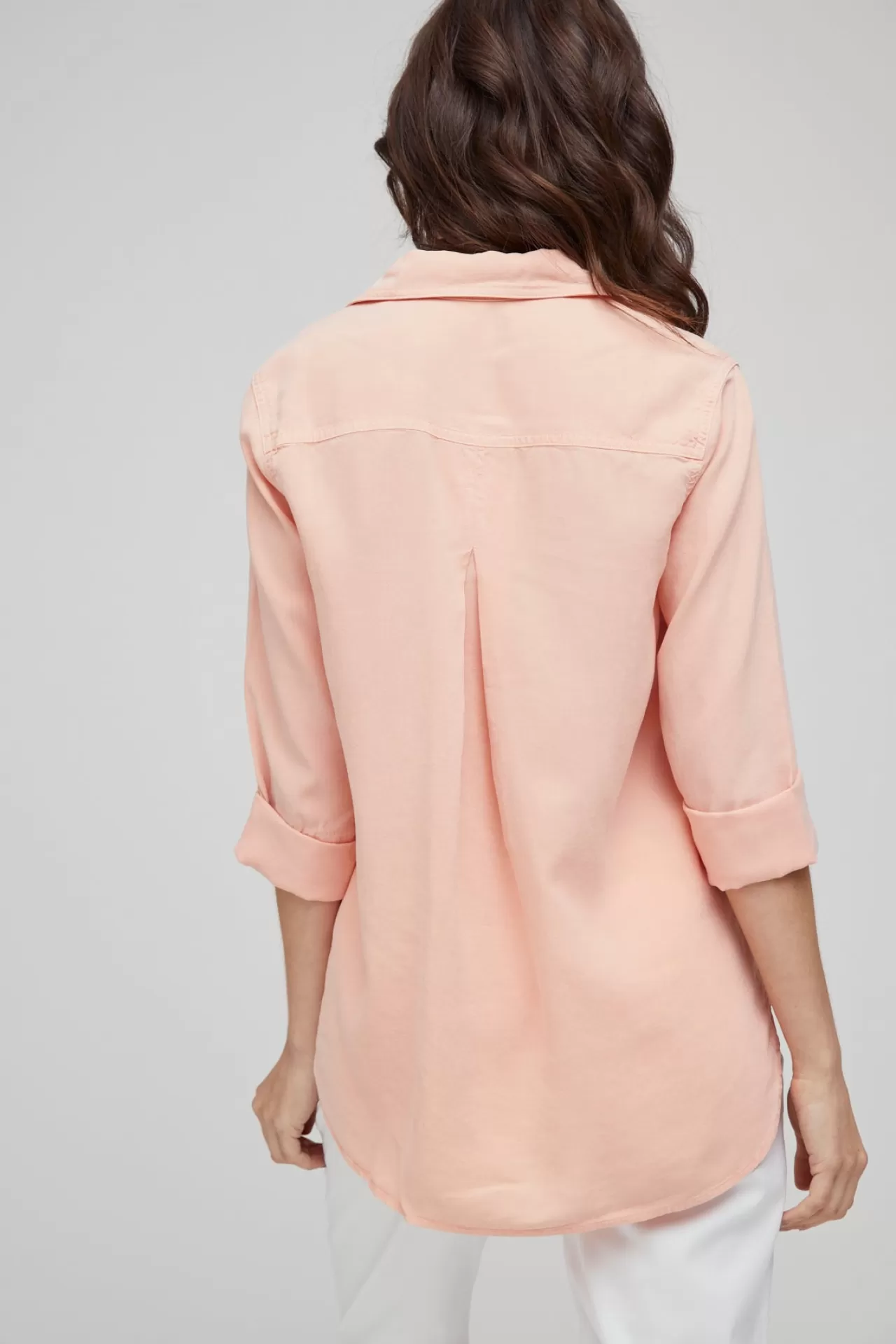 Bella Dahl Button Down^Shirt Tail Button Down - Sunset Coral