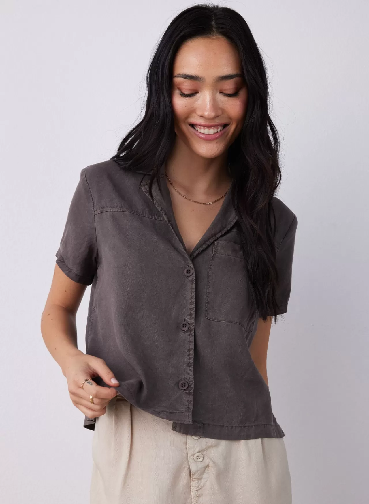 Bella Dahl Sleeveless^Short Sleeve Button Down Shirt - Java