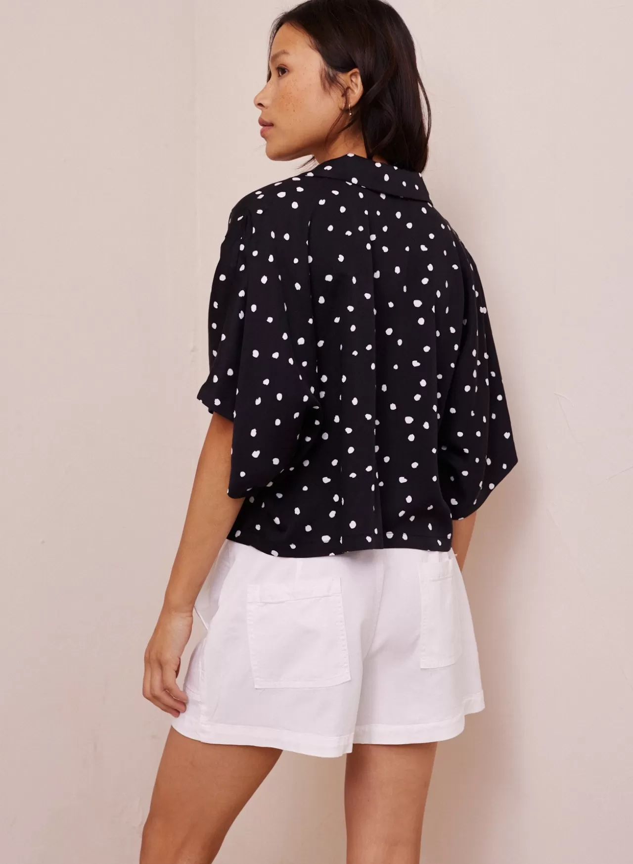 Bella Dahl Button Down^Short Sleeve Notch Collar Shirt - Deco Dots Print