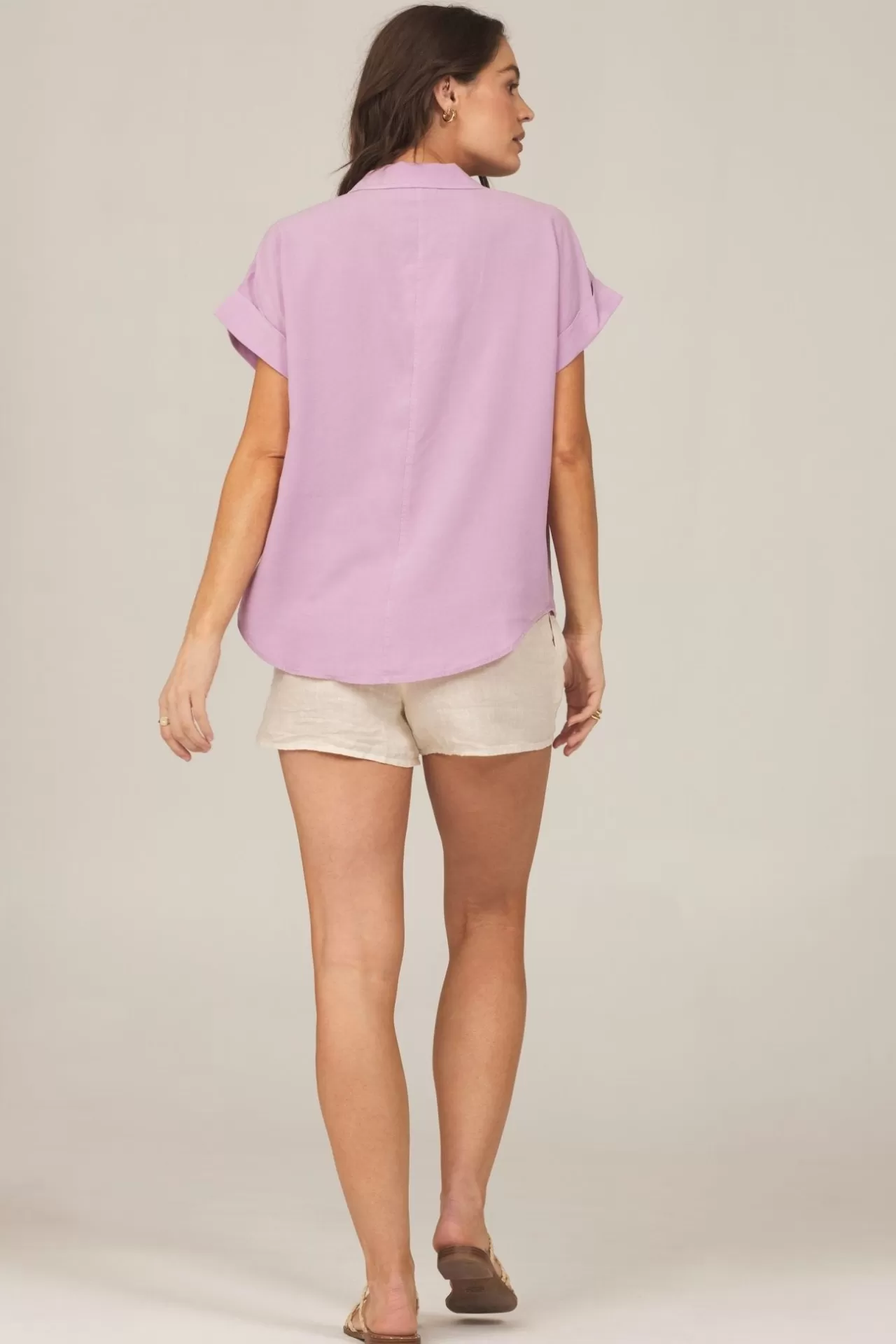 Bella Dahl Short Sleeve^Short Sleeve Tencel Button Down - Orchid Blush