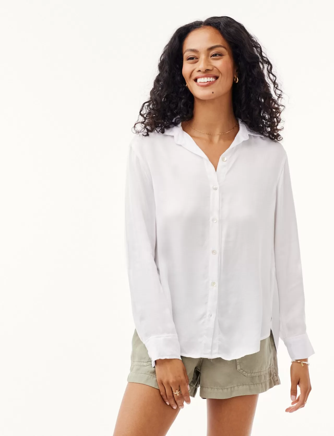 Bella Dahl Button Down^Side Slit Button Down Shirt - White