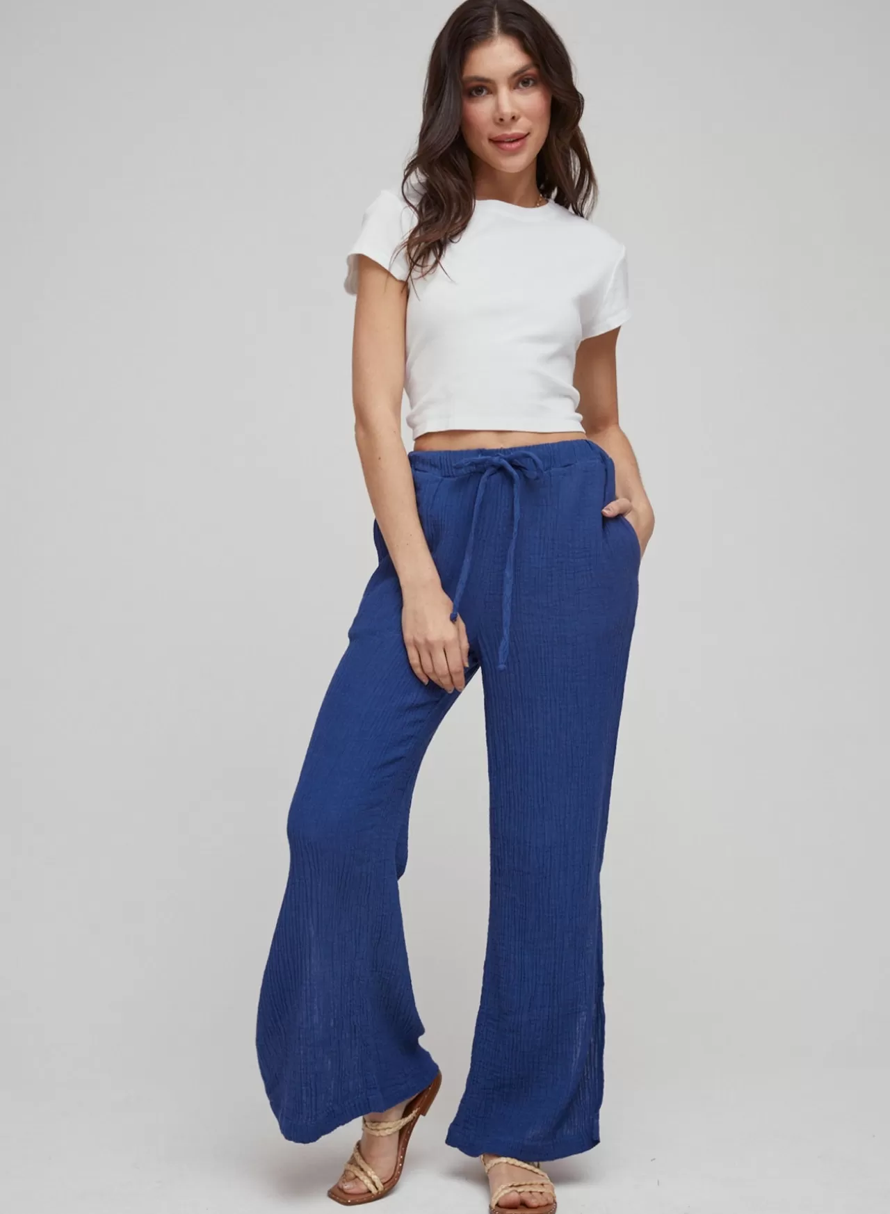 Bella Dahl Pants^Side Slit Wide Leg Pants - Bright Night