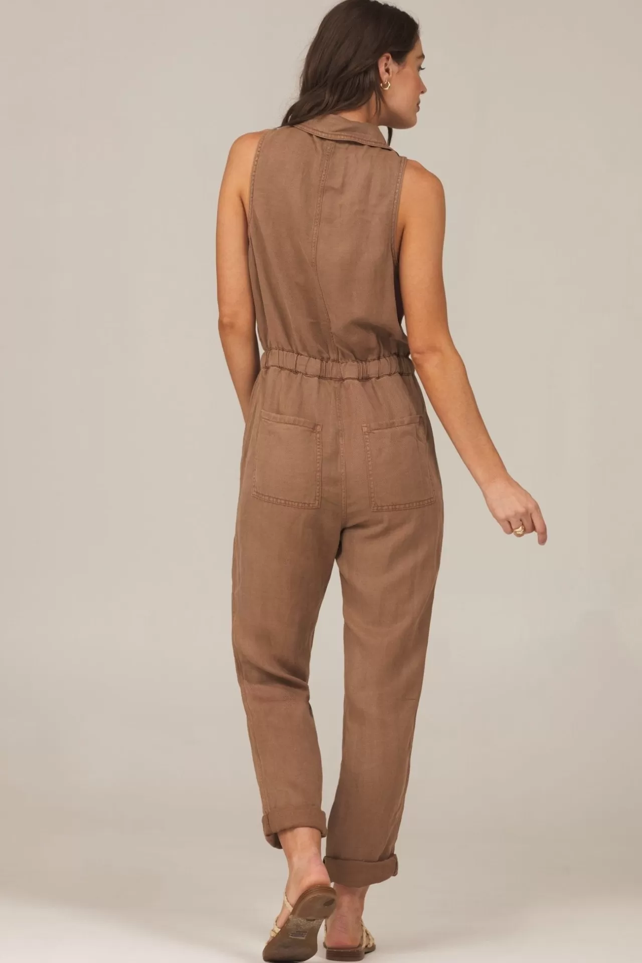 Bella Dahl Jumpsuits & Rompers^Sierra Linen Pocket Jumpsuit - Mocha Chocolate