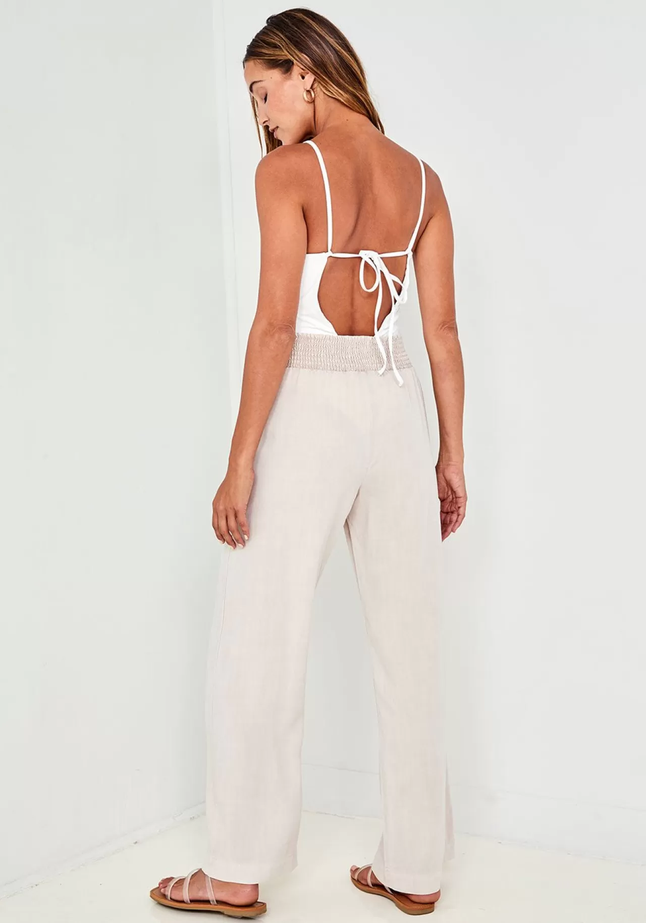 Bella Dahl Pants^Smock Waist Wide Leg Pant - Soft Tan