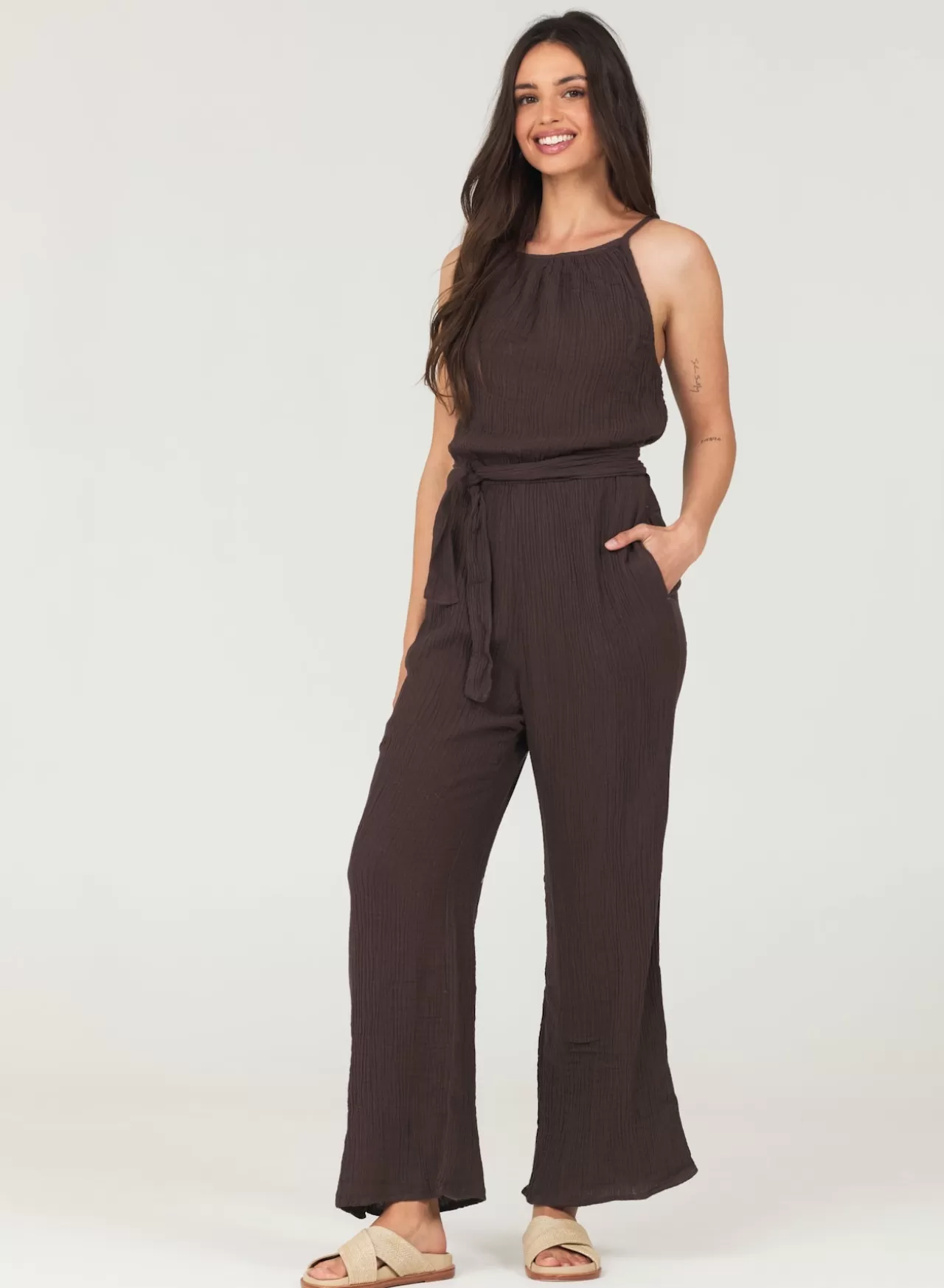 Bella Dahl Jumpsuits & Rompers^Smocked Back Cami Jumpsuit - Rich Brown