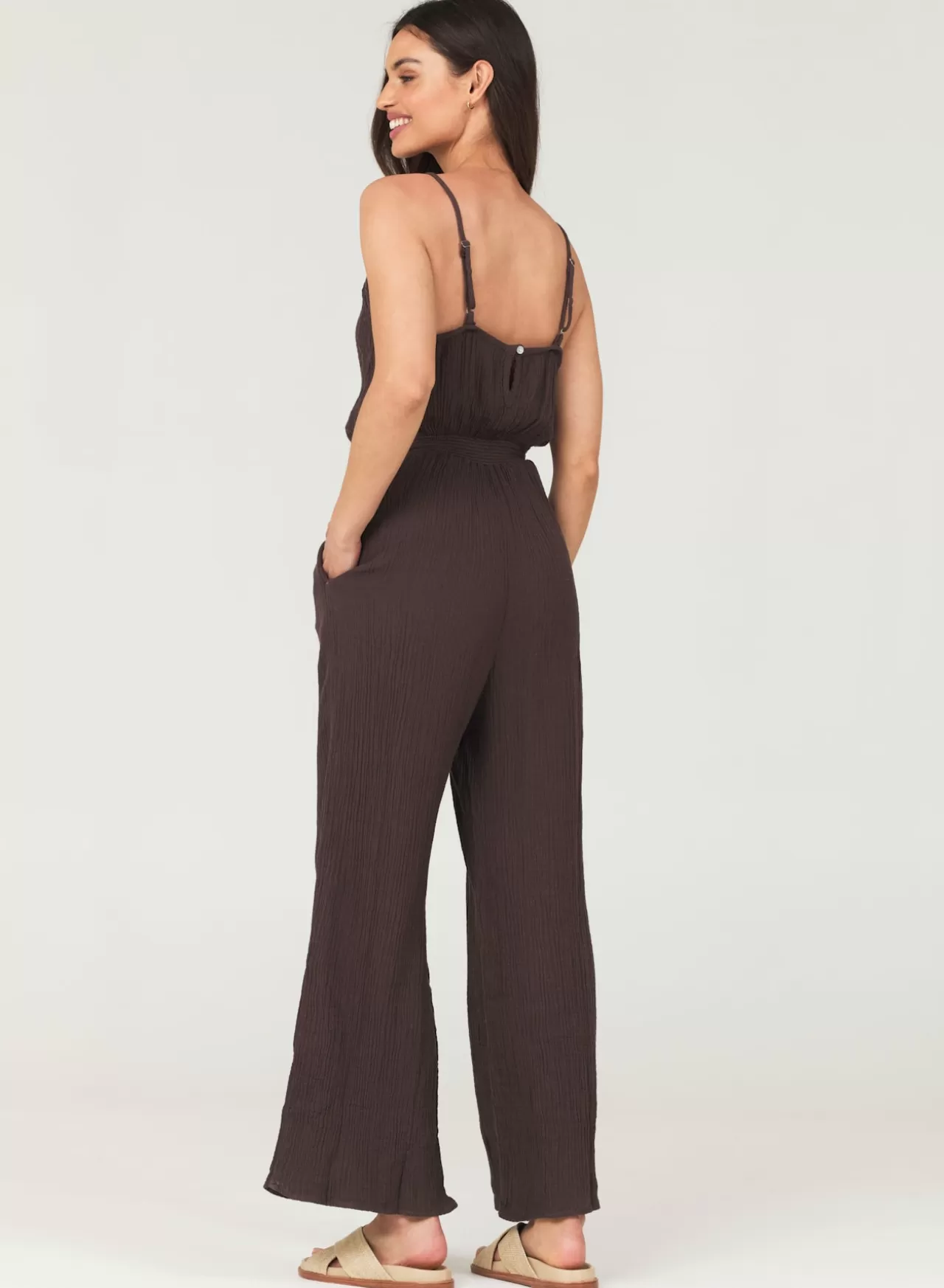 Bella Dahl Jumpsuits & Rompers^Smocked Back Cami Jumpsuit - Rich Brown